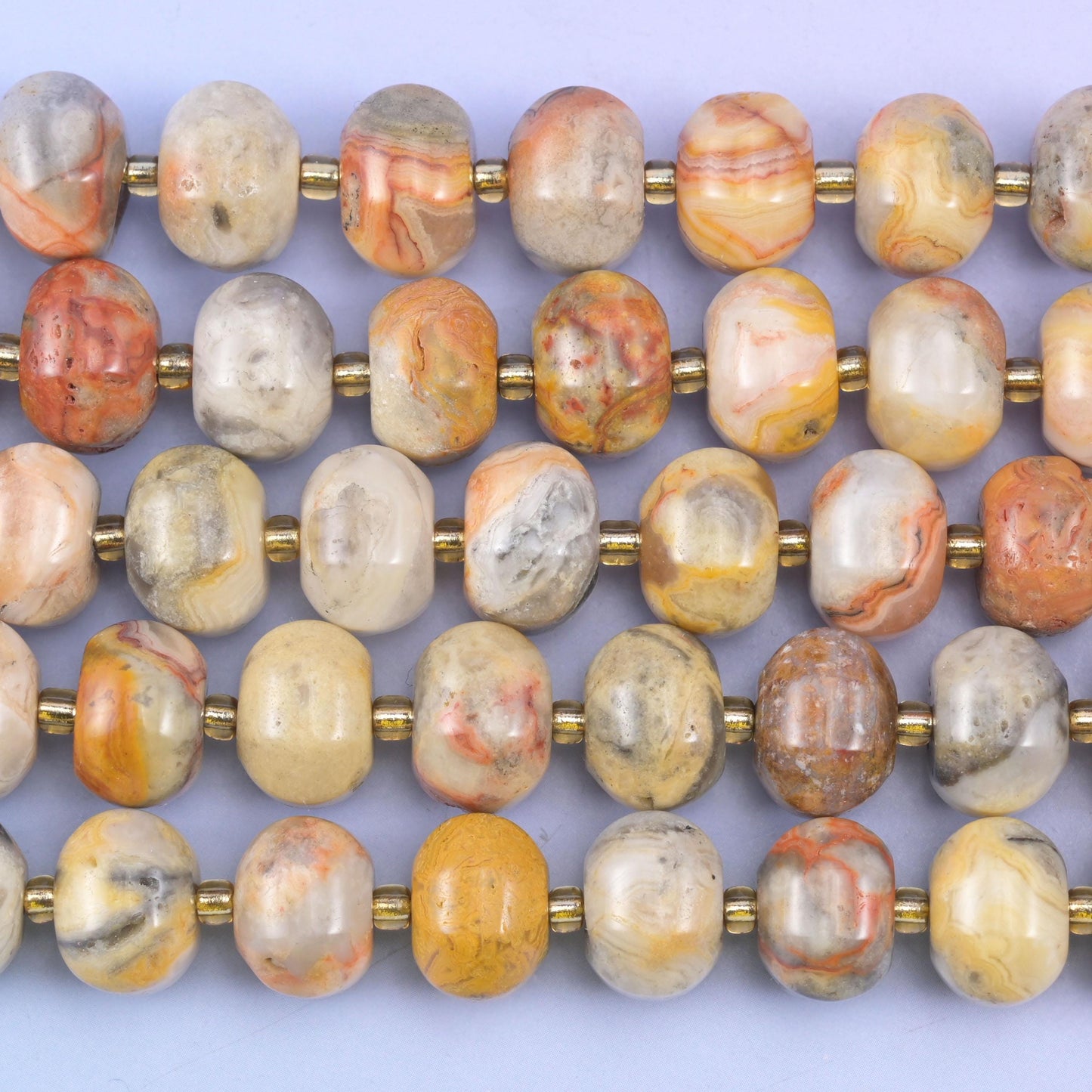 Crazy Agate Pumpkin Rondelle Beads Jewelry Making Size 12x8mm 15" Strand