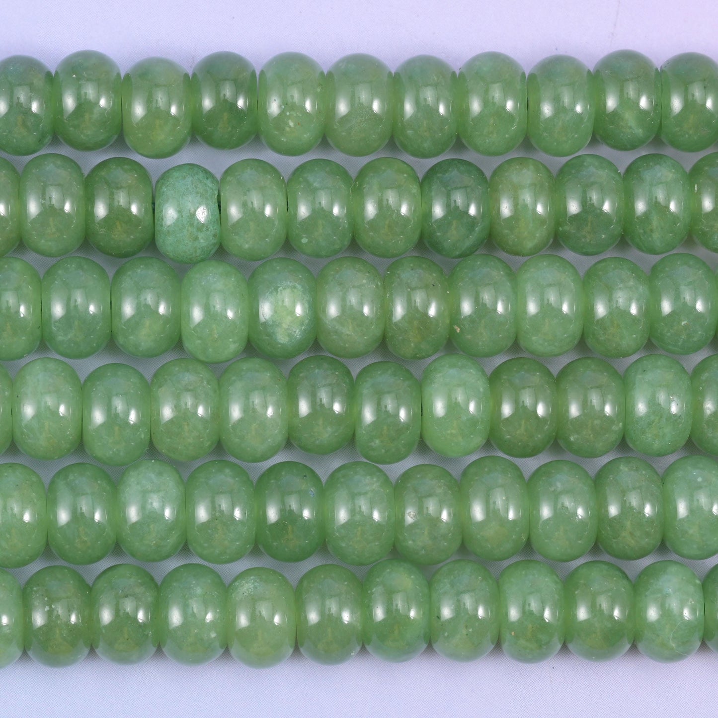 Hetian Green Dyed Jade Smooth Rondelle Beads Jewelry Making Size 5x8mm 15" Strand
