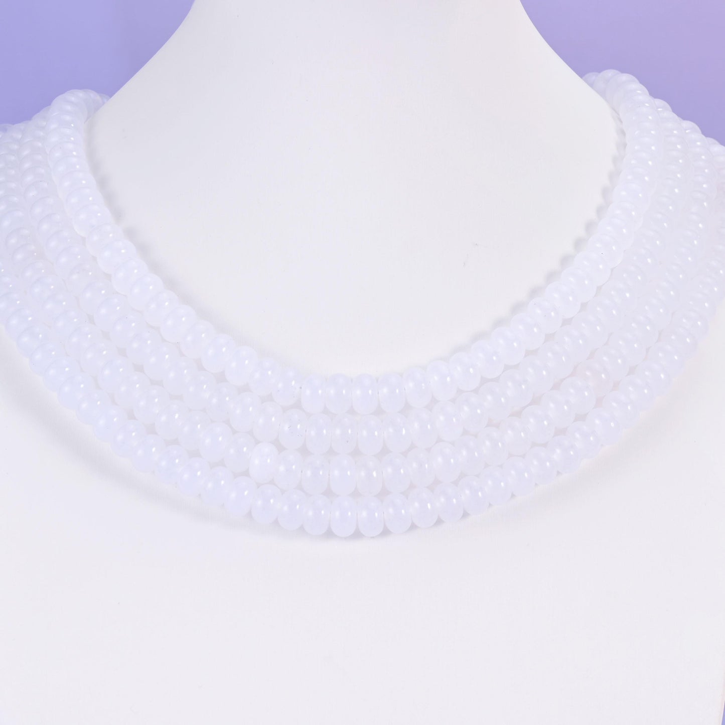 White Dyed Jade Smooth Rondelle Beads Jewelry Making Size 5x8mm 15" Strand