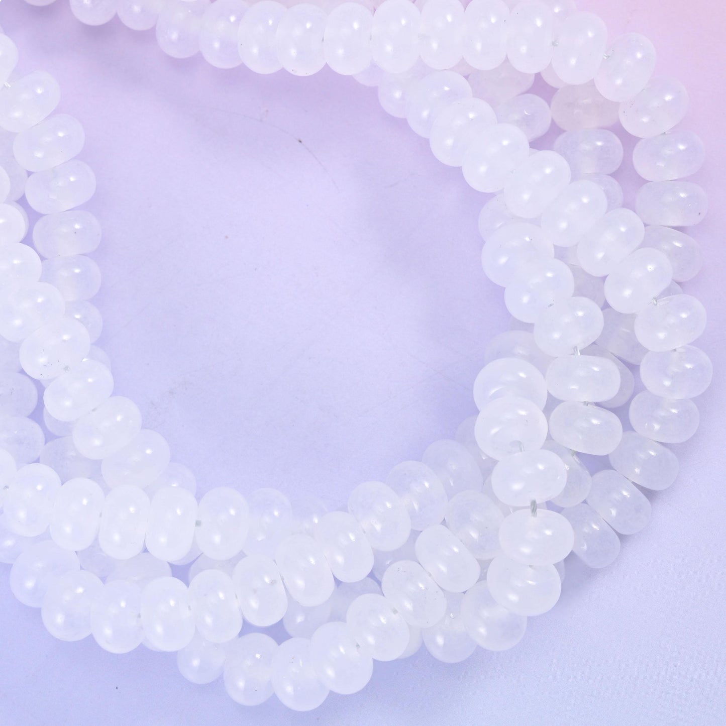 White Dyed Jade Smooth Rondelle Beads Jewelry Making Size 5x8mm 15" Strand