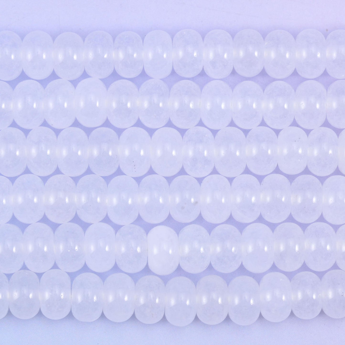 White Dyed Jade Smooth Rondelle Beads Jewelry Making Size 5x8mm 15" Strand