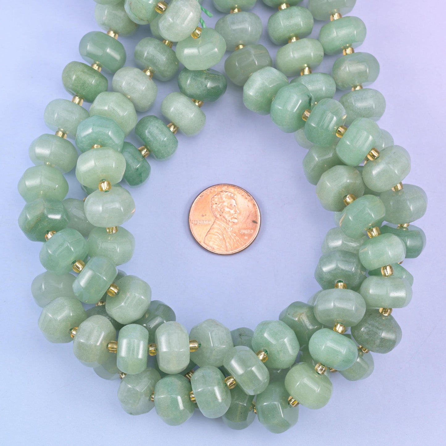Green Aventurine Pumpkin Rondelle Beads Jewelry Making Size 12x8mm 15" Strand