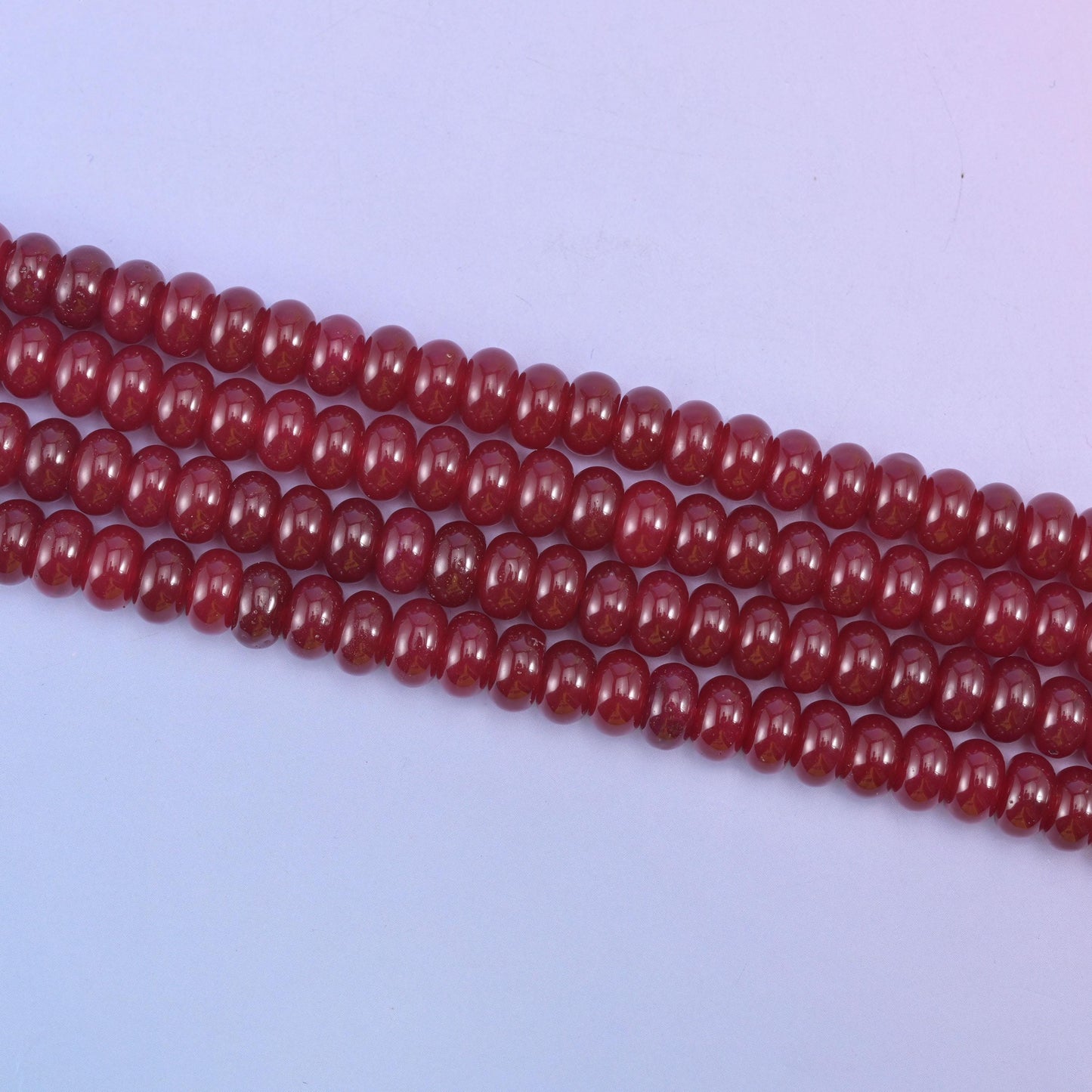 Ruby Red Color Dyed Jade Smooth Rondelle Beads Jewelry Making Size 5x8mm 15" Strand