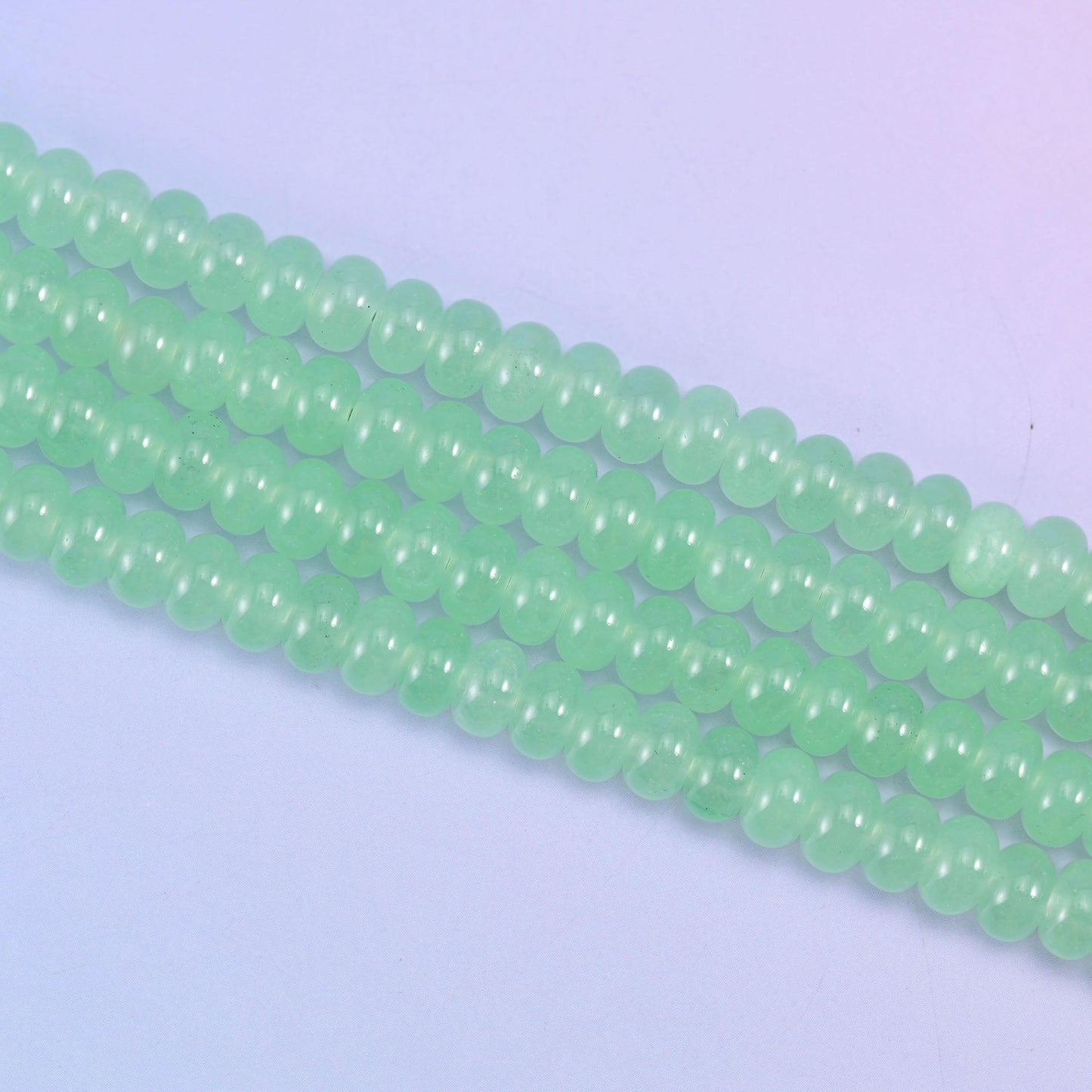 Light Green Dyed Jade Smooth Rondelle Beads Jewelry Making Size 5x8mm 15" Strand