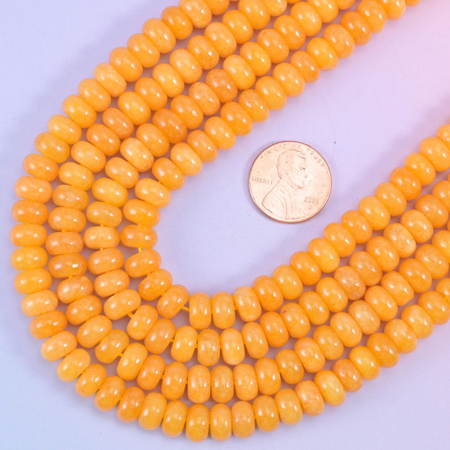Orange Dyed Jade Smooth Rondelle Beads Jewelry Making Size 5x8mm 15" Strand