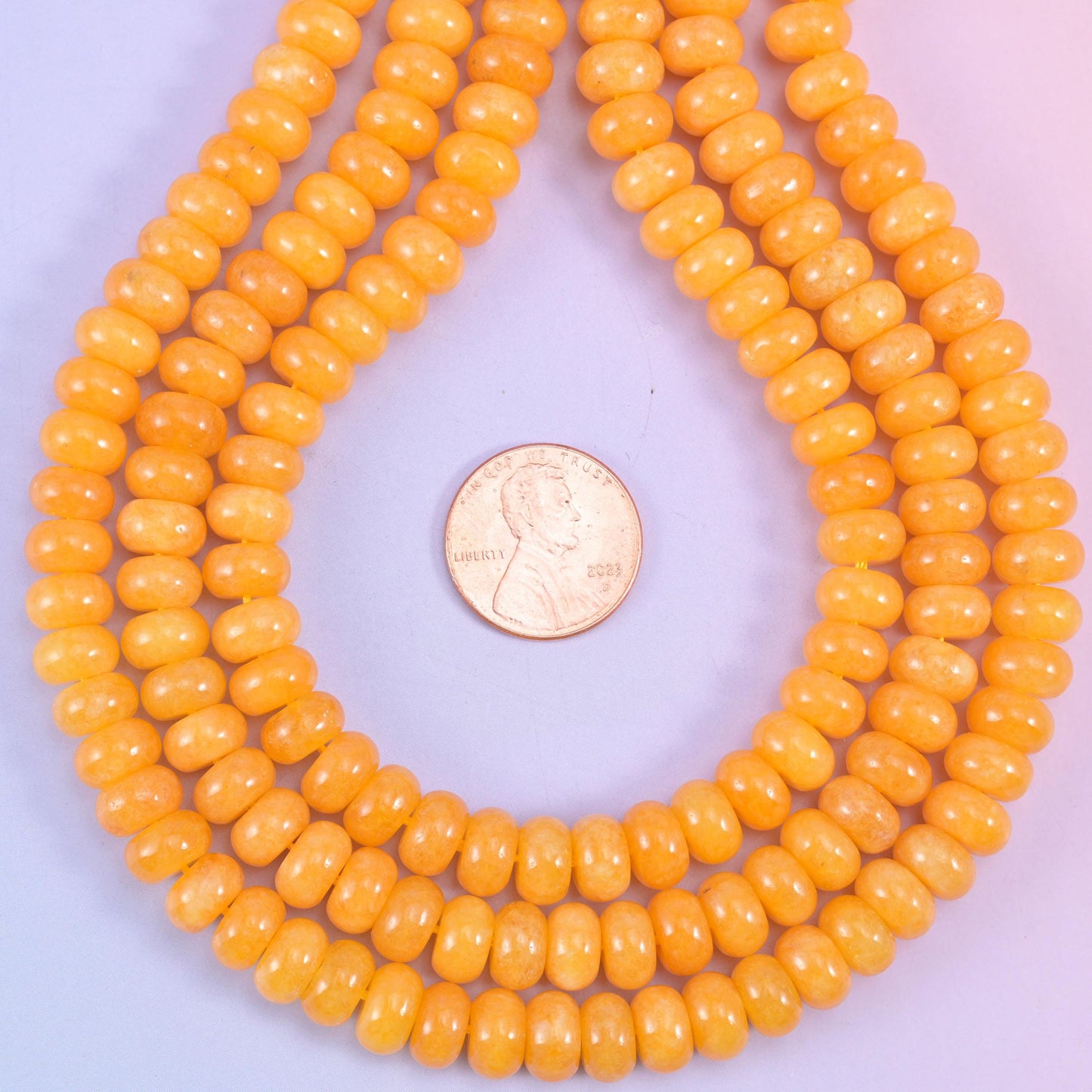 Orange Dyed Jade Smooth Rondelle Beads Jewelry Making Size 5x8mm 15" Strand