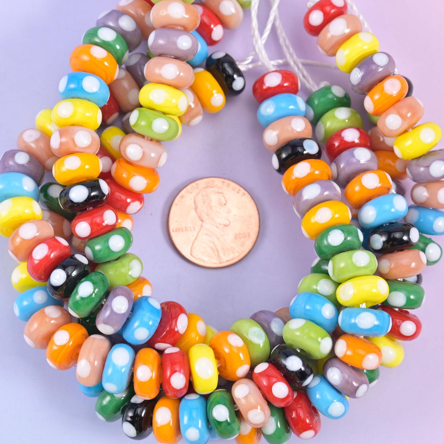 Multi-Color Donut Glass Beads: Size 10x5mm, Jewelry Making, 8.5 Inch Strand