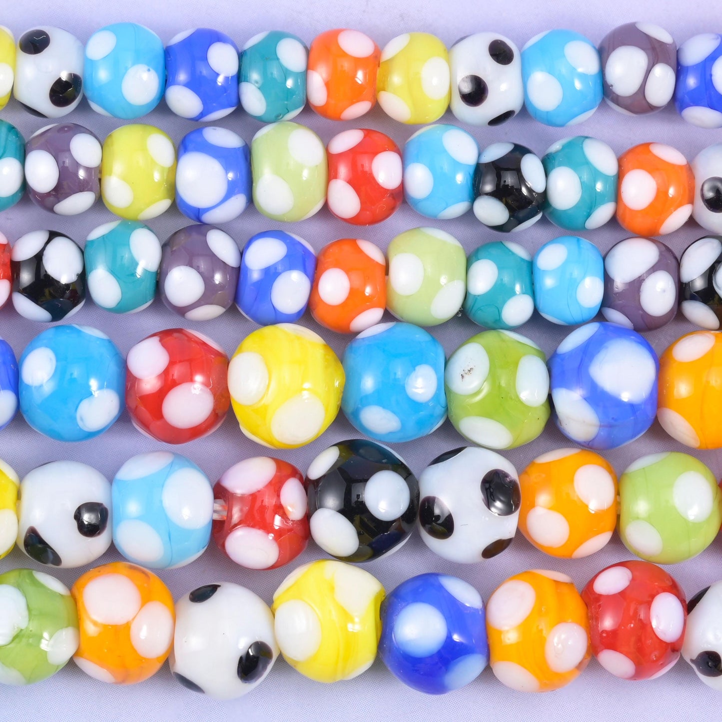 Multi-Color Spotted Round Glass Beads: Jewelry Making, 8.5 Inch Strand