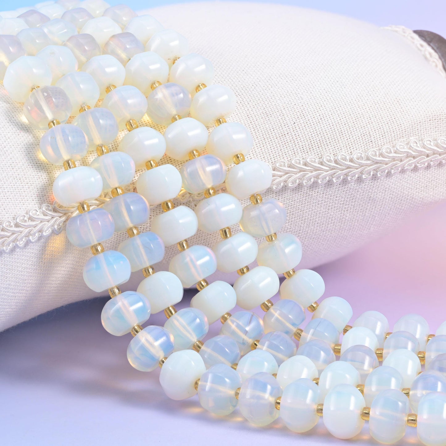 Opalite Pumpkin Rondelle Beads Jewelry Making Size 12x8mm 15" Strand