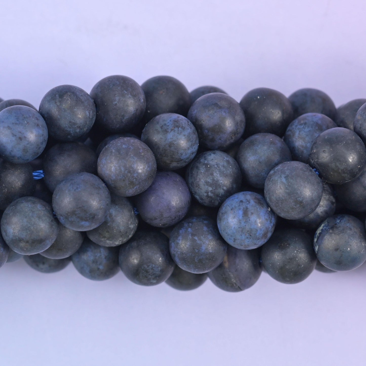 Dark Blue Dumortierite Matte Round Beads: Jewelry Making, 15 Inch Strand