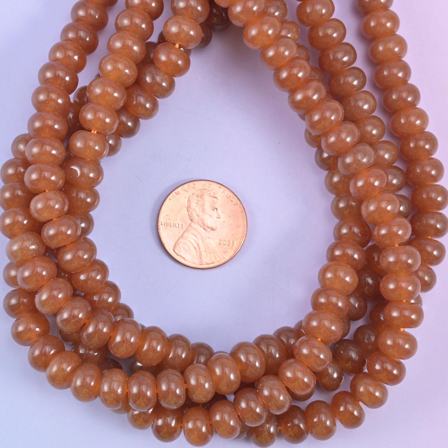 Caramel Color Dyed Jade Smooth Rondelle Beads Jewelry Making Size 5x8mm 15" Strand