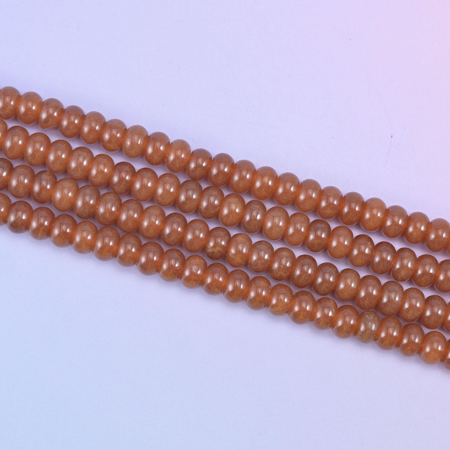 Caramel Color Dyed Jade Smooth Rondelle Beads Jewelry Making Size 5x8mm 15" Strand