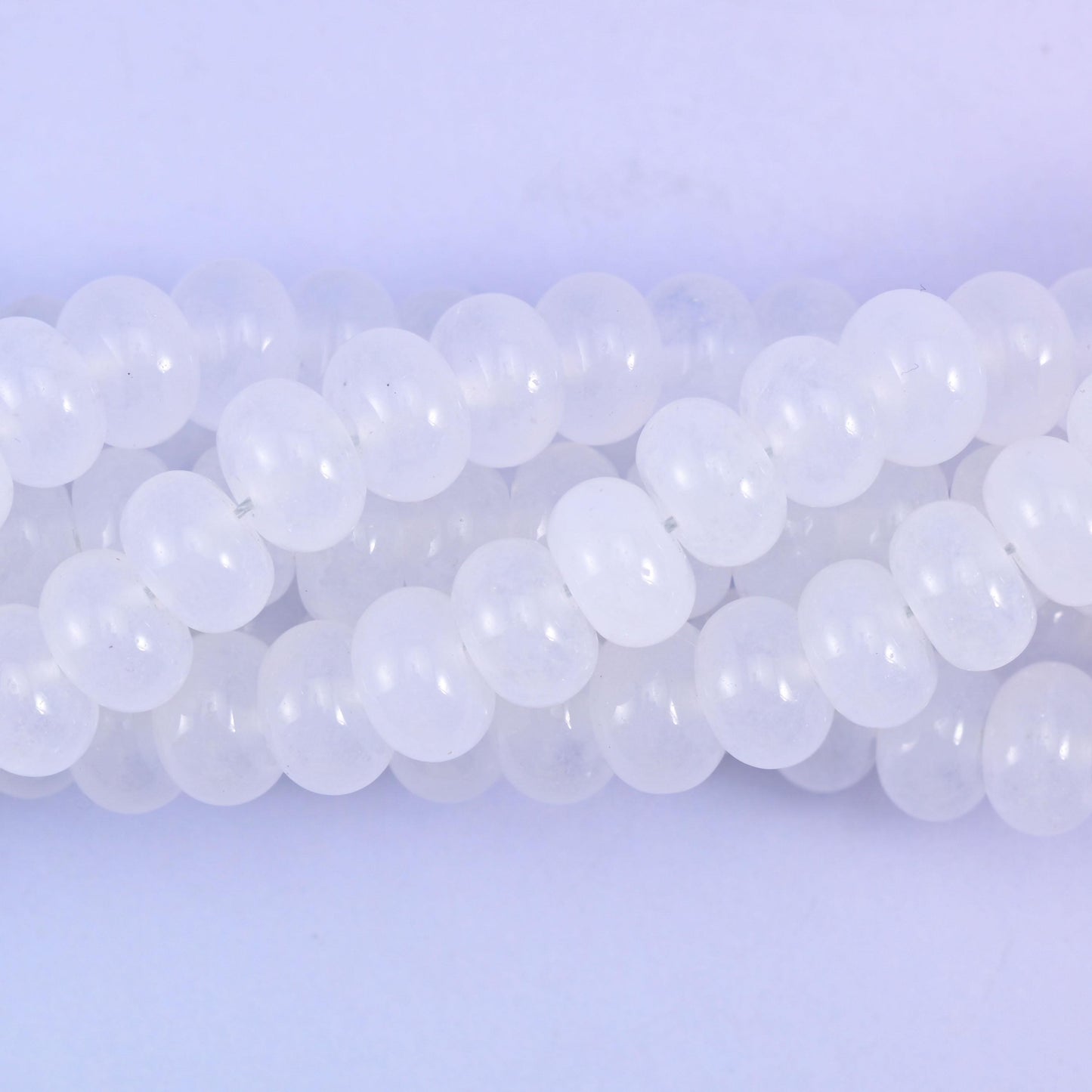 White Dyed Jade Smooth Rondelle Beads Jewelry Making Size 5x8mm 15" Strand