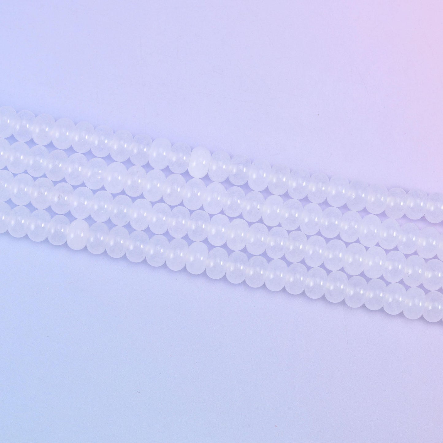 White Dyed Jade Smooth Rondelle Beads Jewelry Making Size 5x8mm 15" Strand