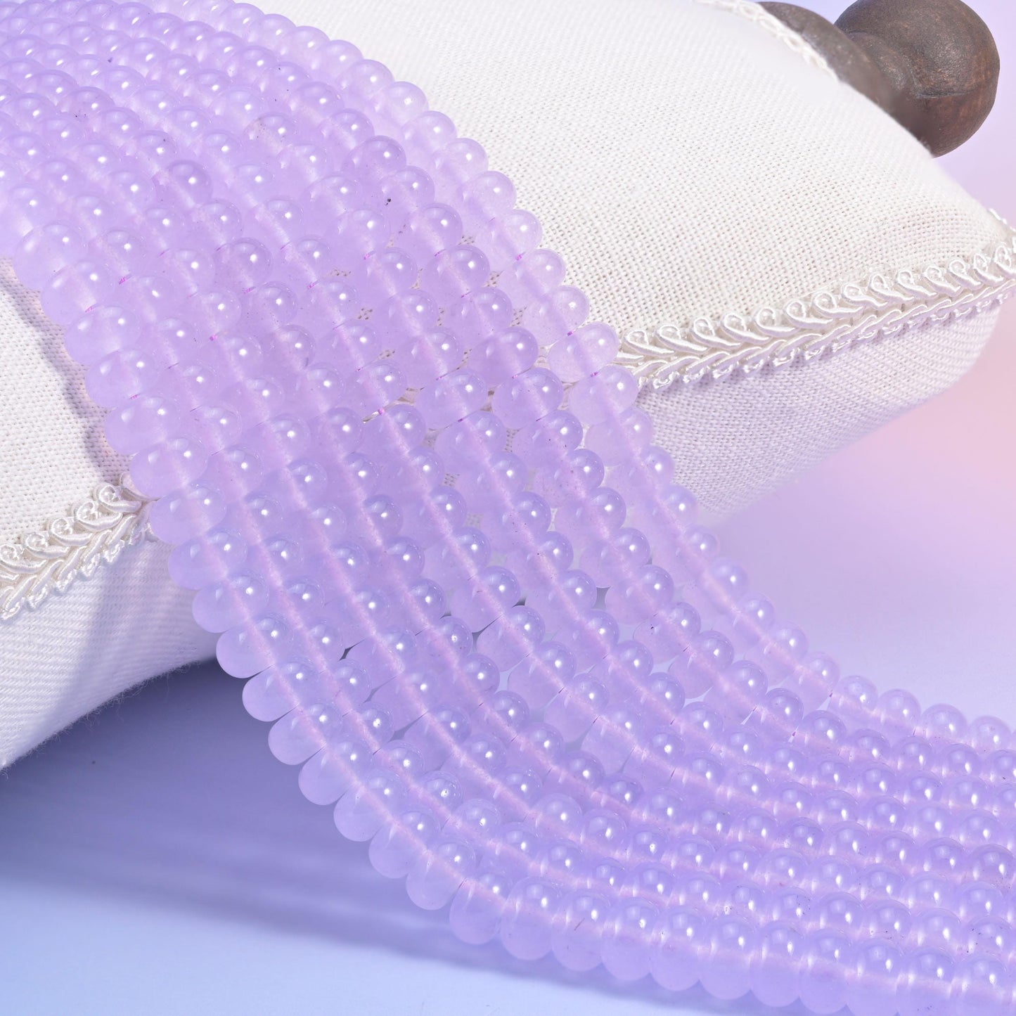 Lavender Purple Dyed Jade Smooth Rondelle Beads Jewelry Making Size 5x8mm 15" Strand