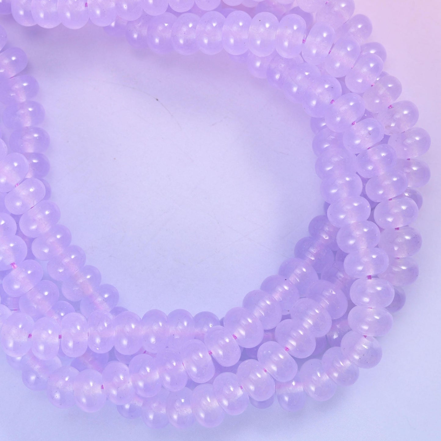 Lavender Purple Dyed Jade Smooth Rondelle Beads Jewelry Making Size 5x8mm 15" Strand