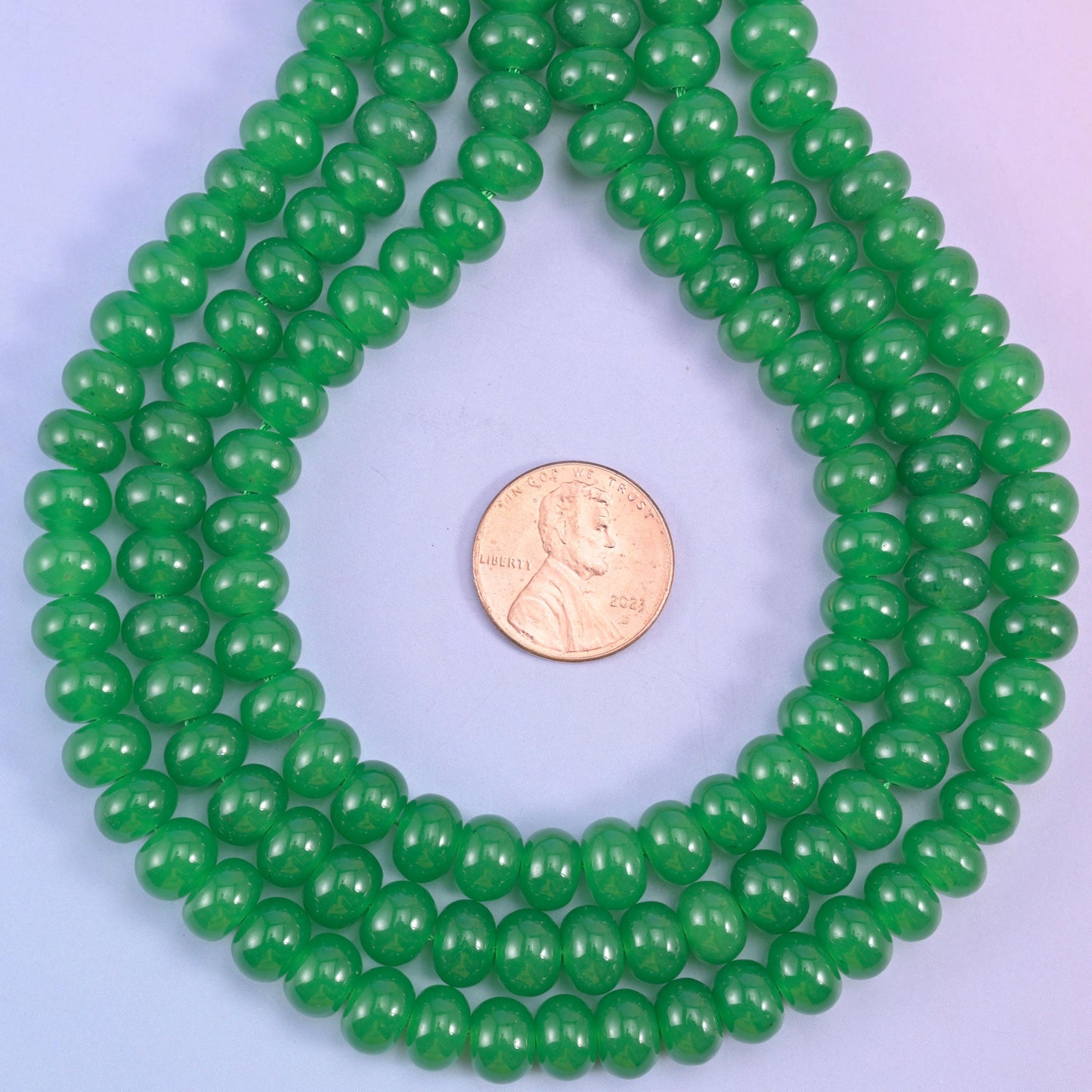 Green Dyed Jade Smooth Rondelle Beads Jewelry Making Size 5x8mm 15" Strand