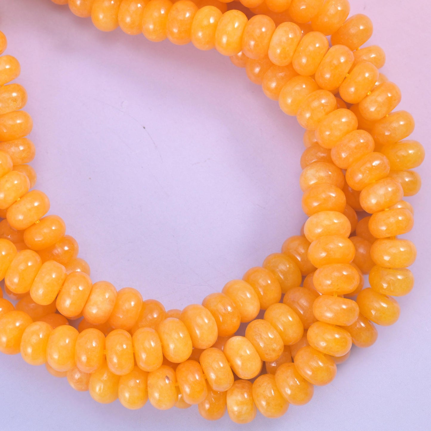 Orange Dyed Jade Smooth Rondelle Beads Jewelry Making Size 5x8mm 15" Strand