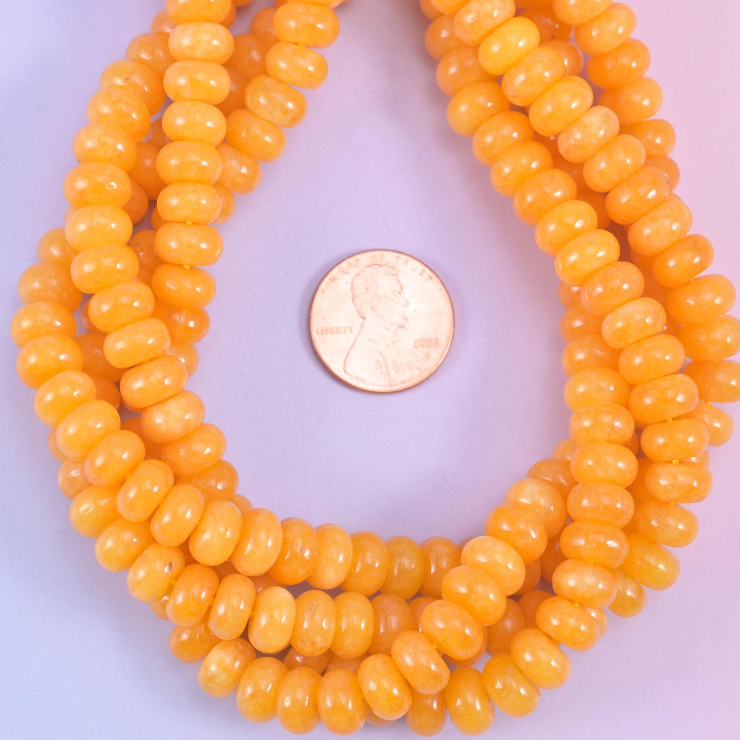 Orange Dyed Jade Smooth Rondelle Beads Jewelry Making Size 5x8mm 15" Strand
