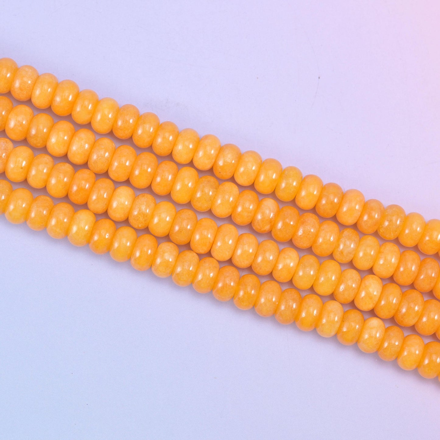 Orange Dyed Jade Smooth Rondelle Beads Jewelry Making Size 5x8mm 15" Strand