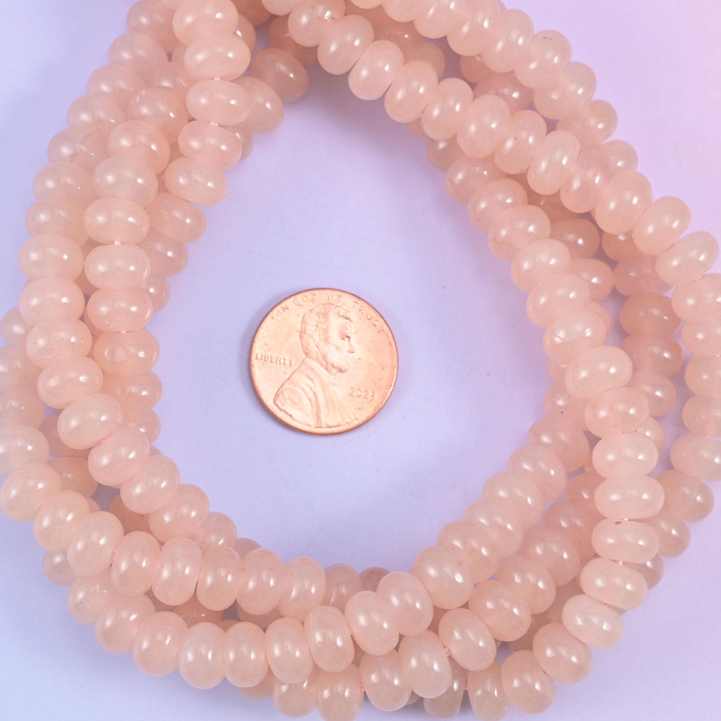 Soft Pink Dyed Jade Smooth Rondelle Beads Jewelry Making Size 5x8mm 15" Strand