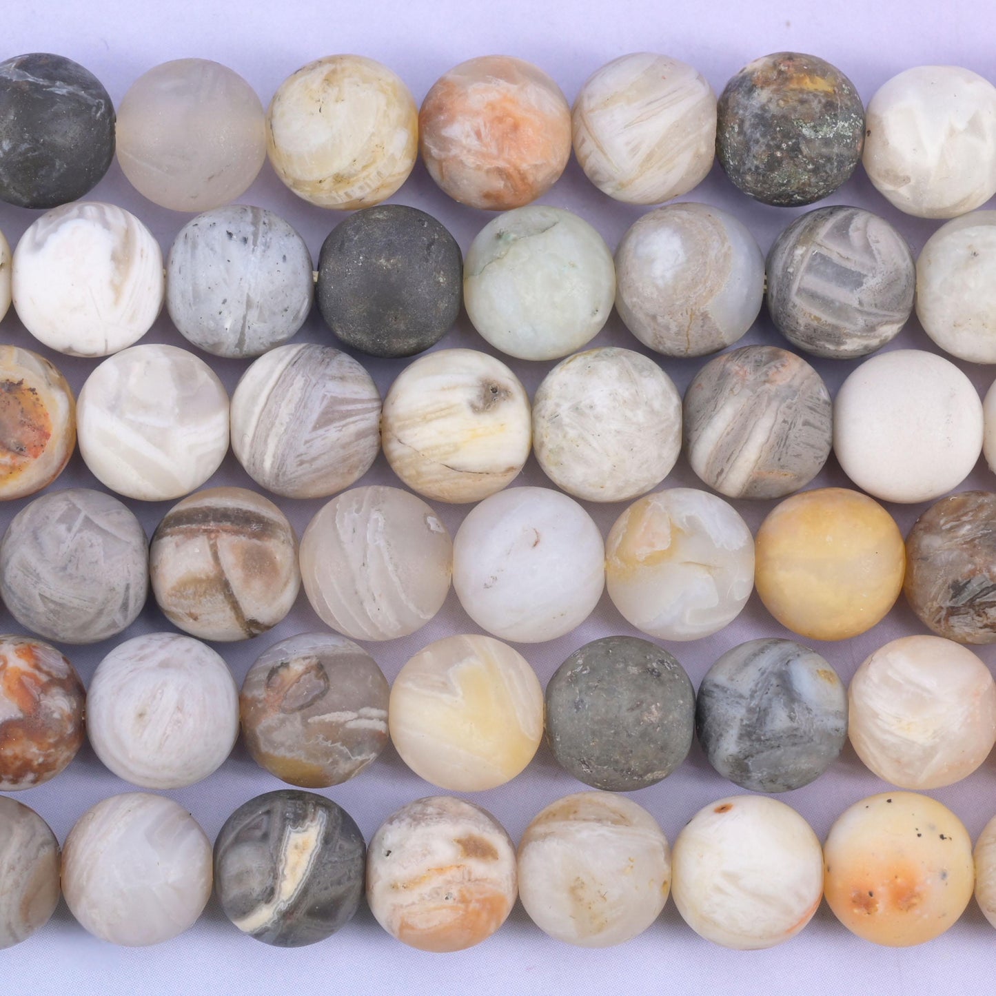 Bamboo Agate Matte Round Beads: Jewelry Making, 15 Inch Strand