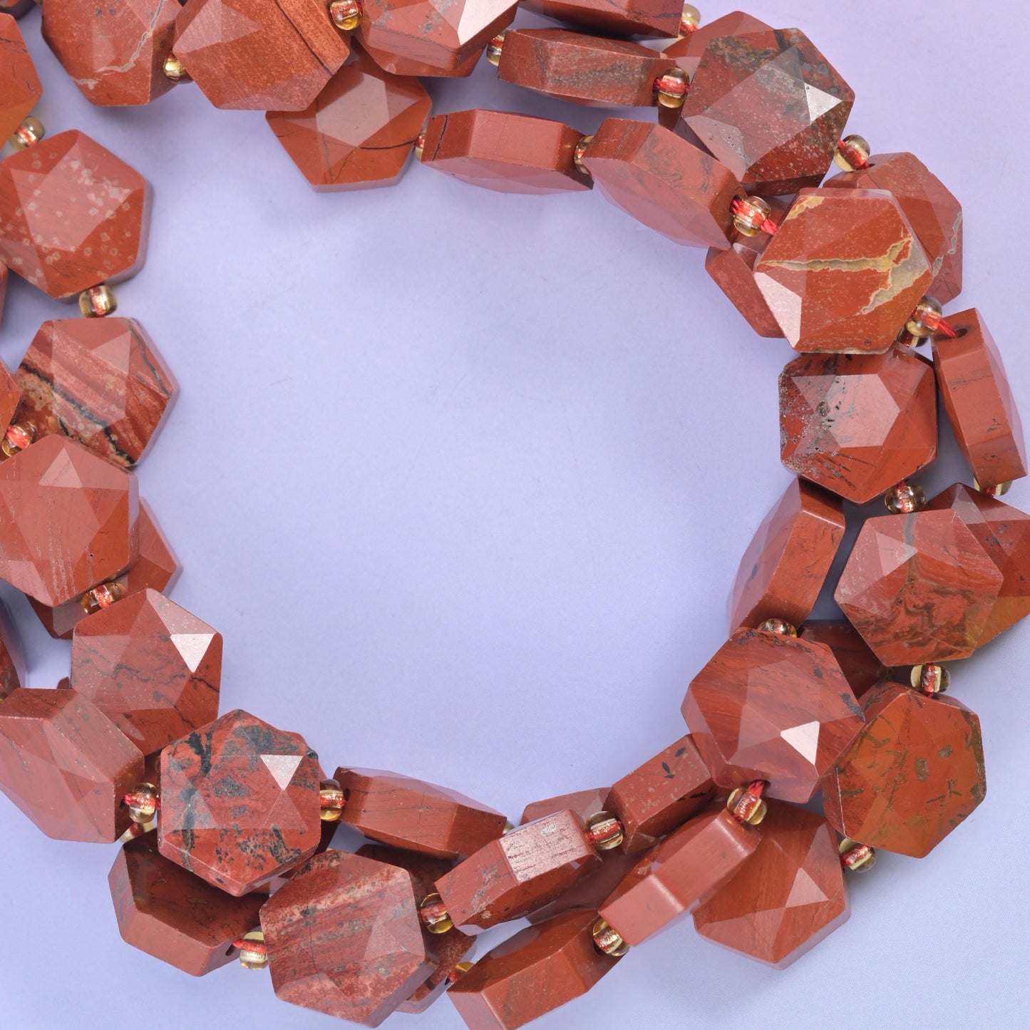 Red Jasper Flat Faceted Hexagon Beads Size 12mm Jewelry Making 15.5 Inch Strand