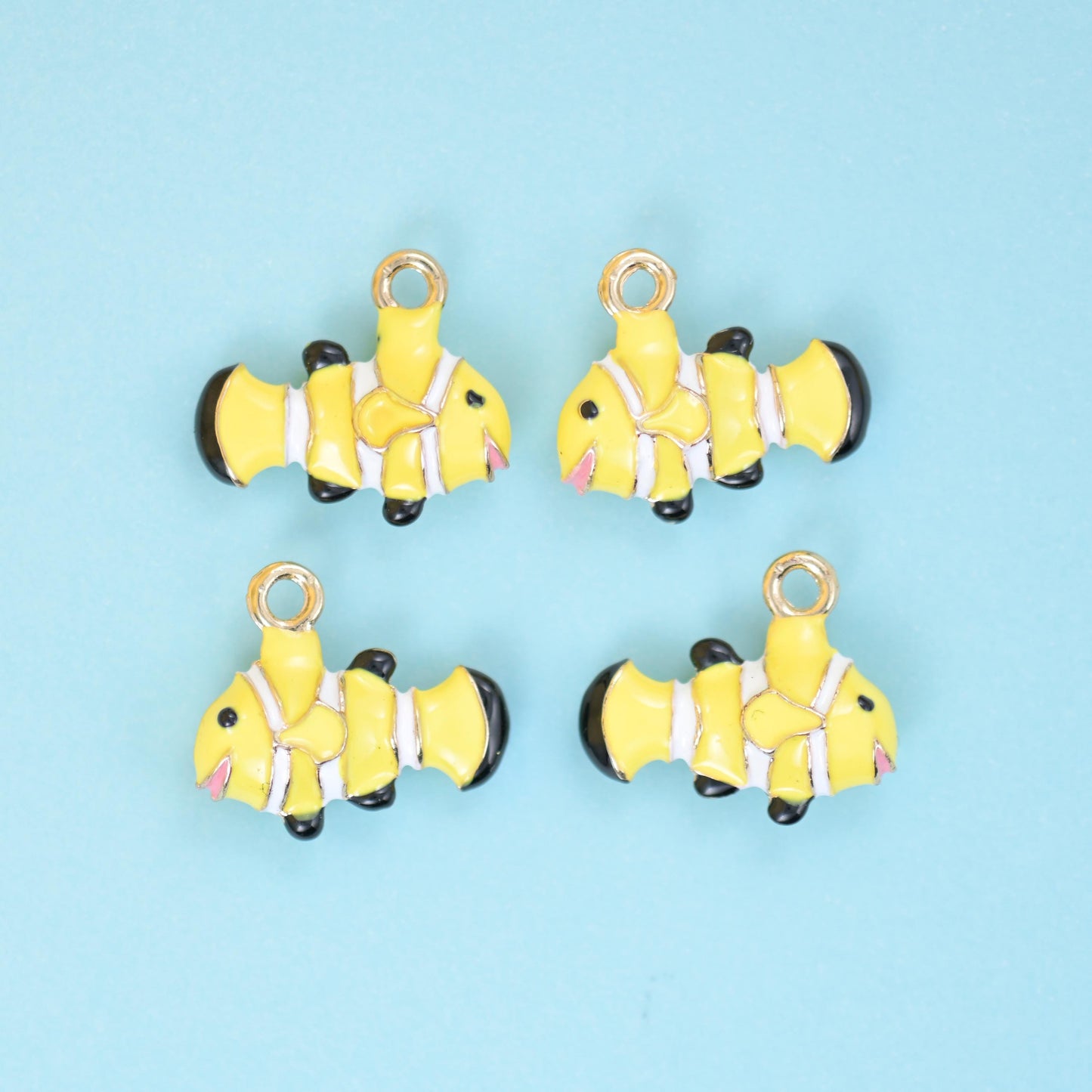 18K Gold Filled Enamel Clown Fish Charms for DIY Jewelry Making Supply