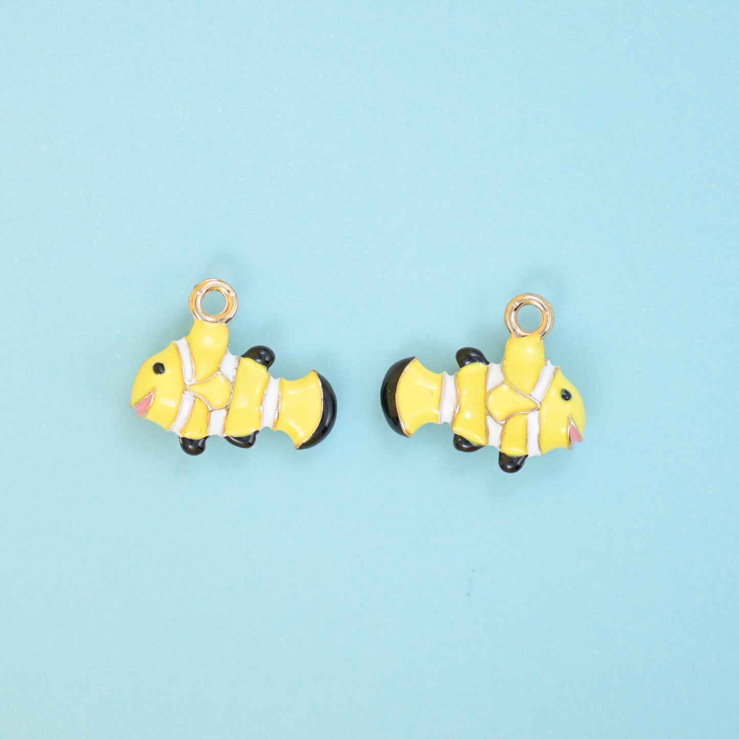 18K Gold Filled Enamel Clown Fish Charms for DIY Jewelry Making Supply