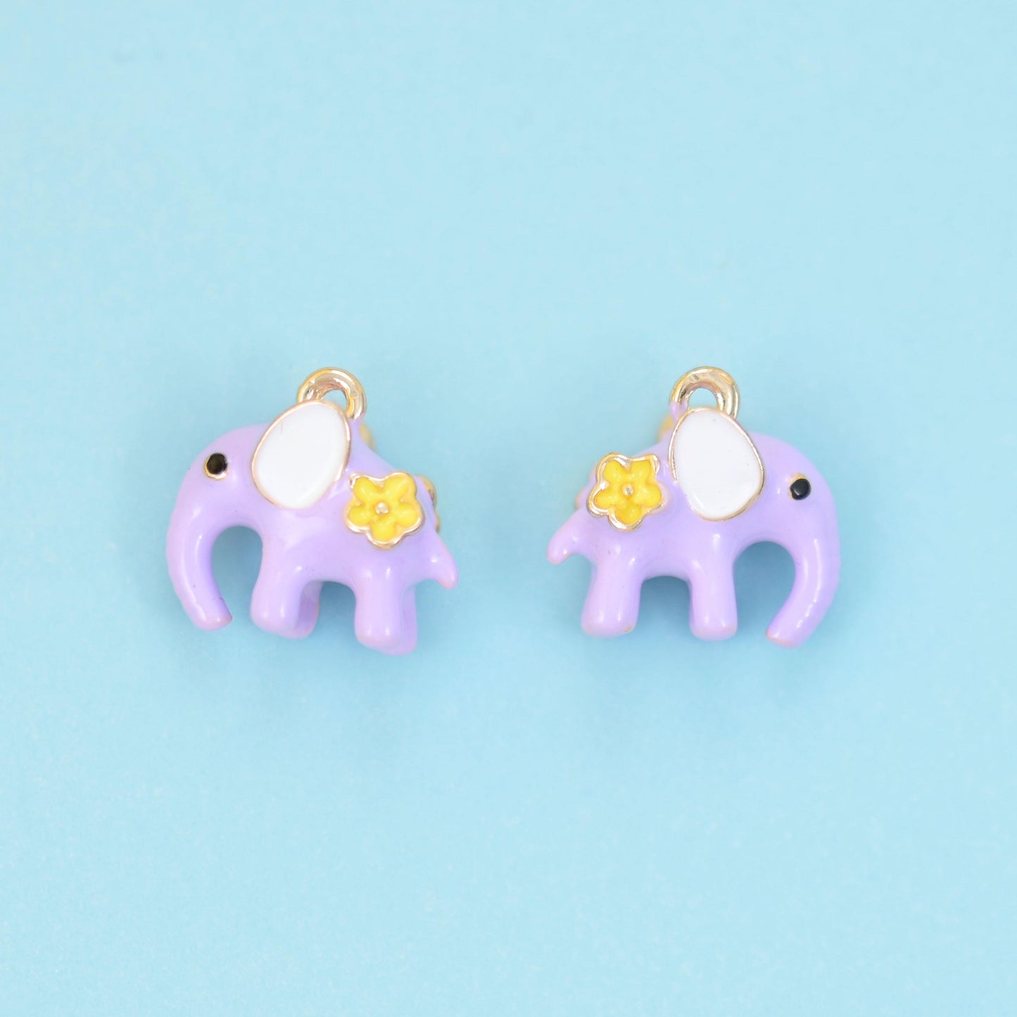 18K Gold Filled Enamel Elephant Charms for DIY Jewelry Making Supply