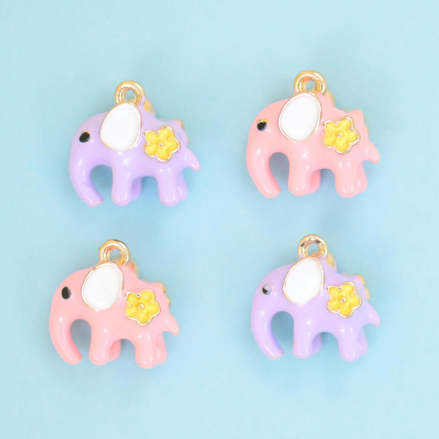 18K Gold Filled Enamel Elephant Charms for DIY Jewelry Making Supply