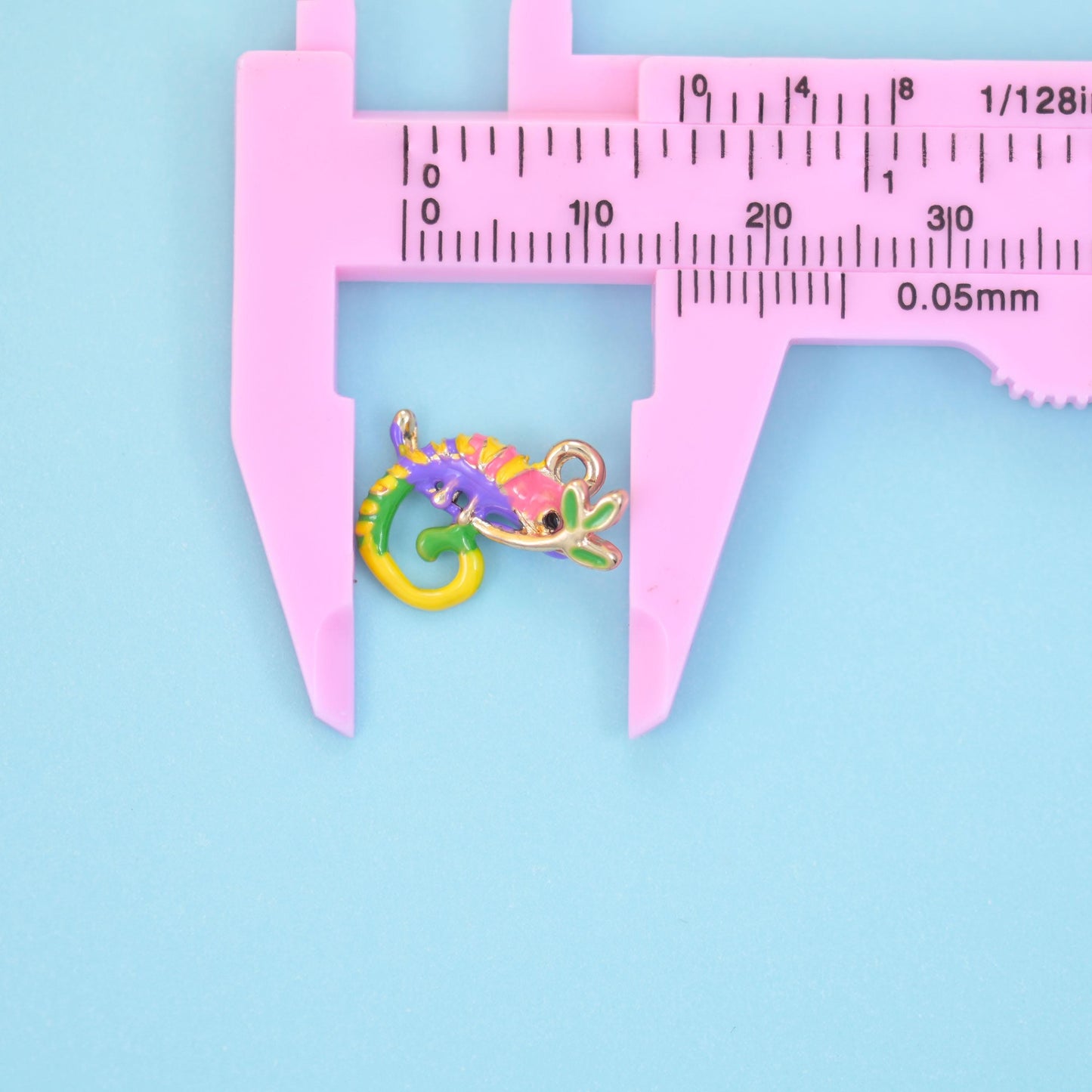 18K Gold Filled Enamel Chameleon Charms for DIY Jewelry Making Supply