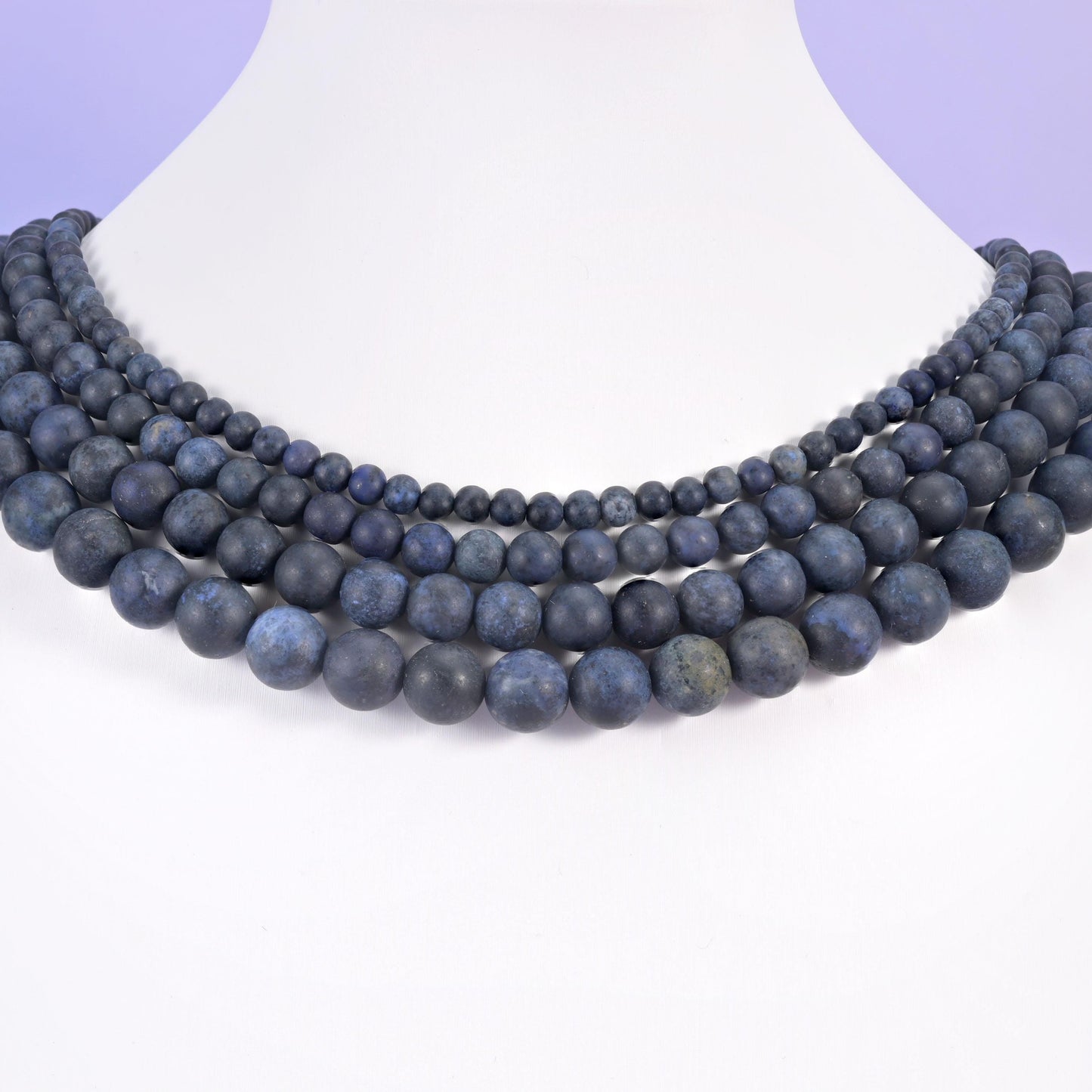Dark Blue Dumortierite Matte Round Beads: Jewelry Making, 15 Inch Strand