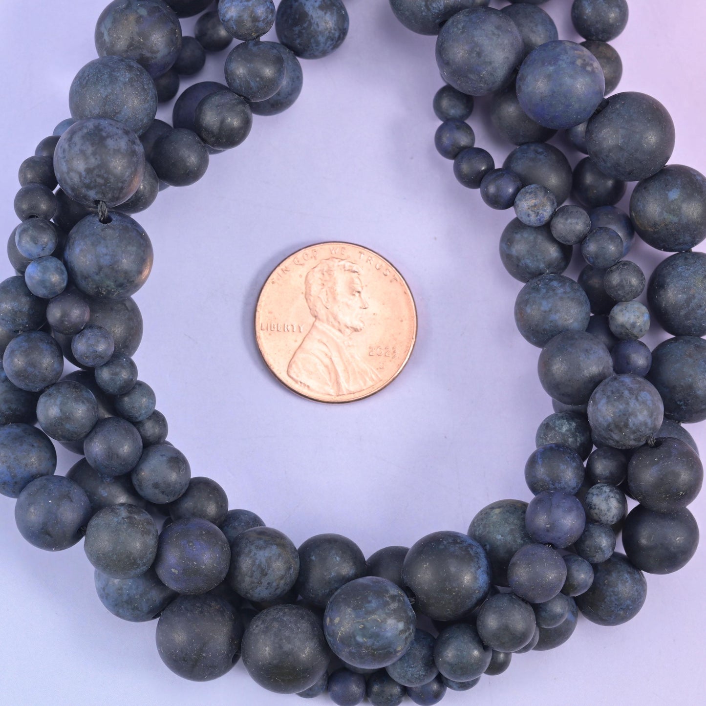 Dark Blue Dumortierite Matte Round Beads: Jewelry Making, 15 Inch Strand