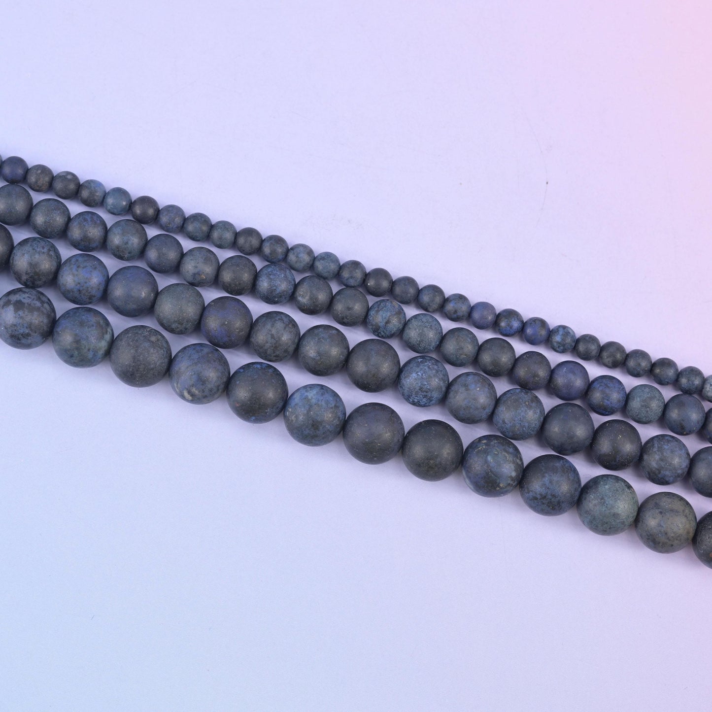 Dark Blue Dumortierite Matte Round Beads: Jewelry Making, 15 Inch Strand