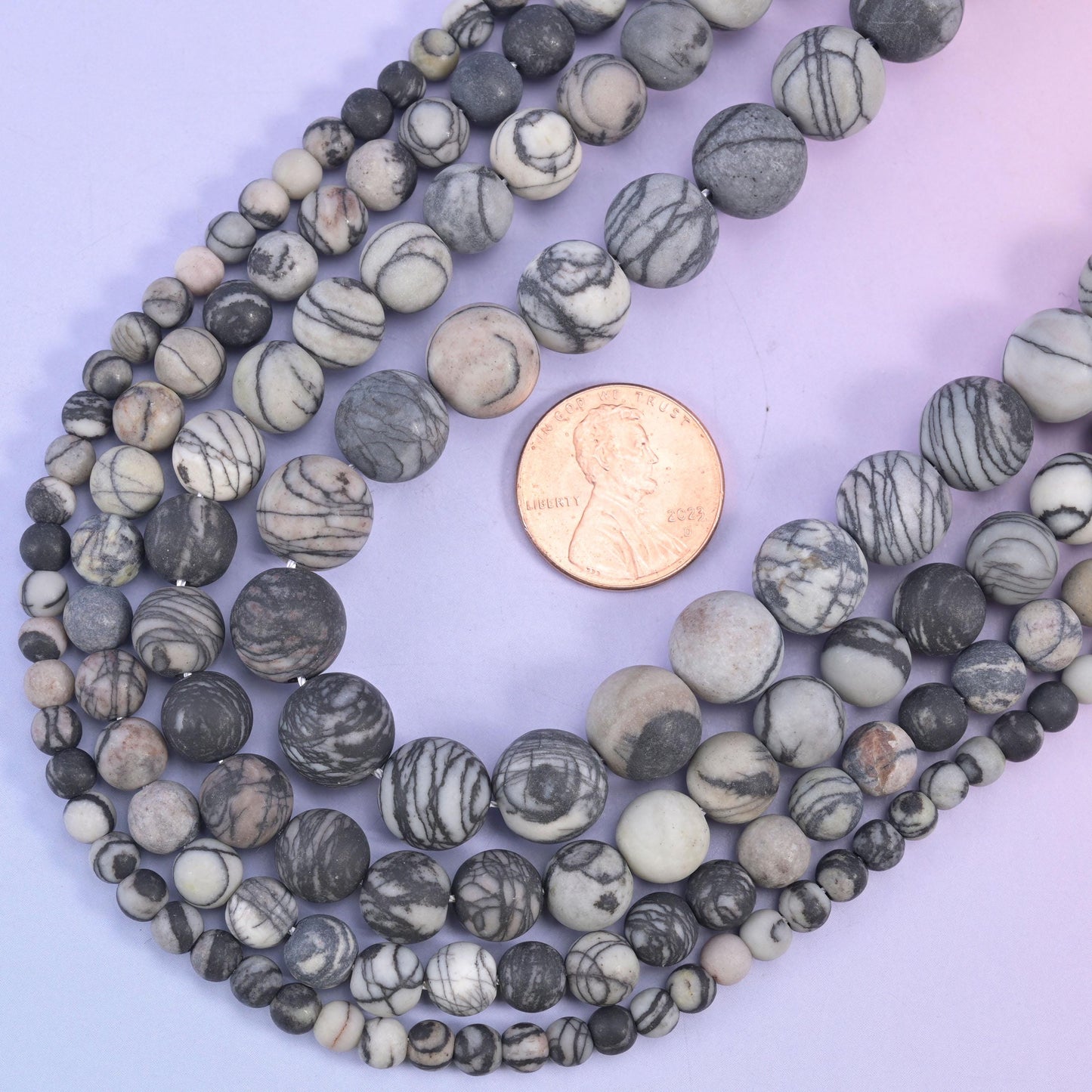 Black Web Jasper Matte Round Beads: Jewelry Making, 15 Inch Strand