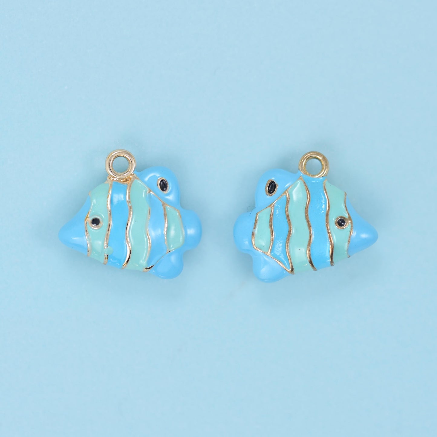 Enamel Tropical Fish Charms: 18K Gold Filled, DIY Jewelry Making Supply