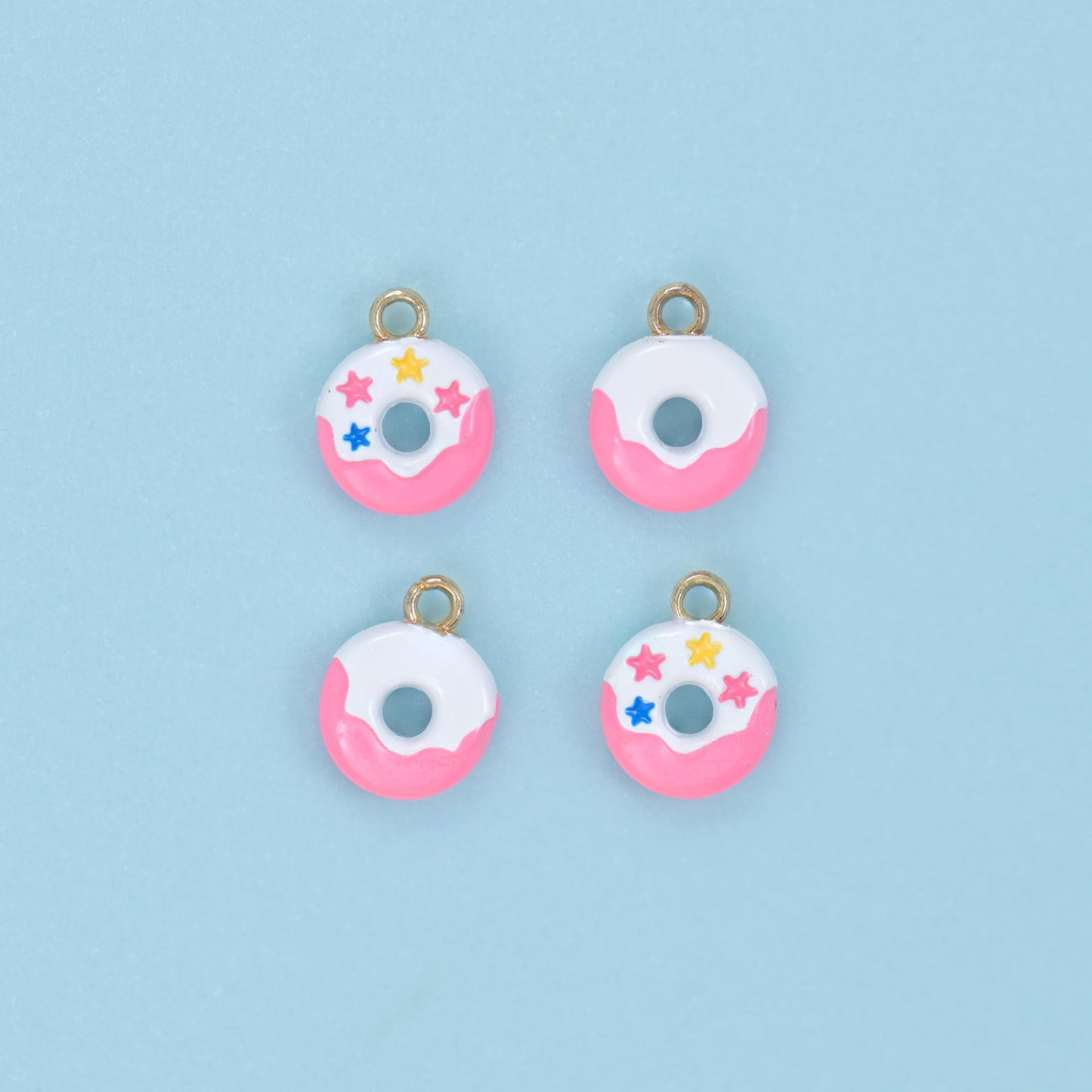 Enamel Star Sprinkle Donut Charms: 18K Gold Filled, DIY Jewelry Making Supply