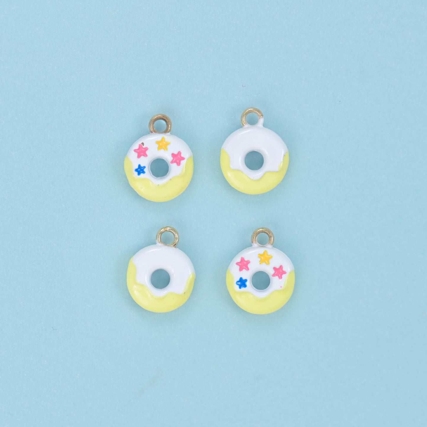Enamel Star Sprinkle Donut Charms: 18K Gold Filled, DIY Jewelry Making Supply