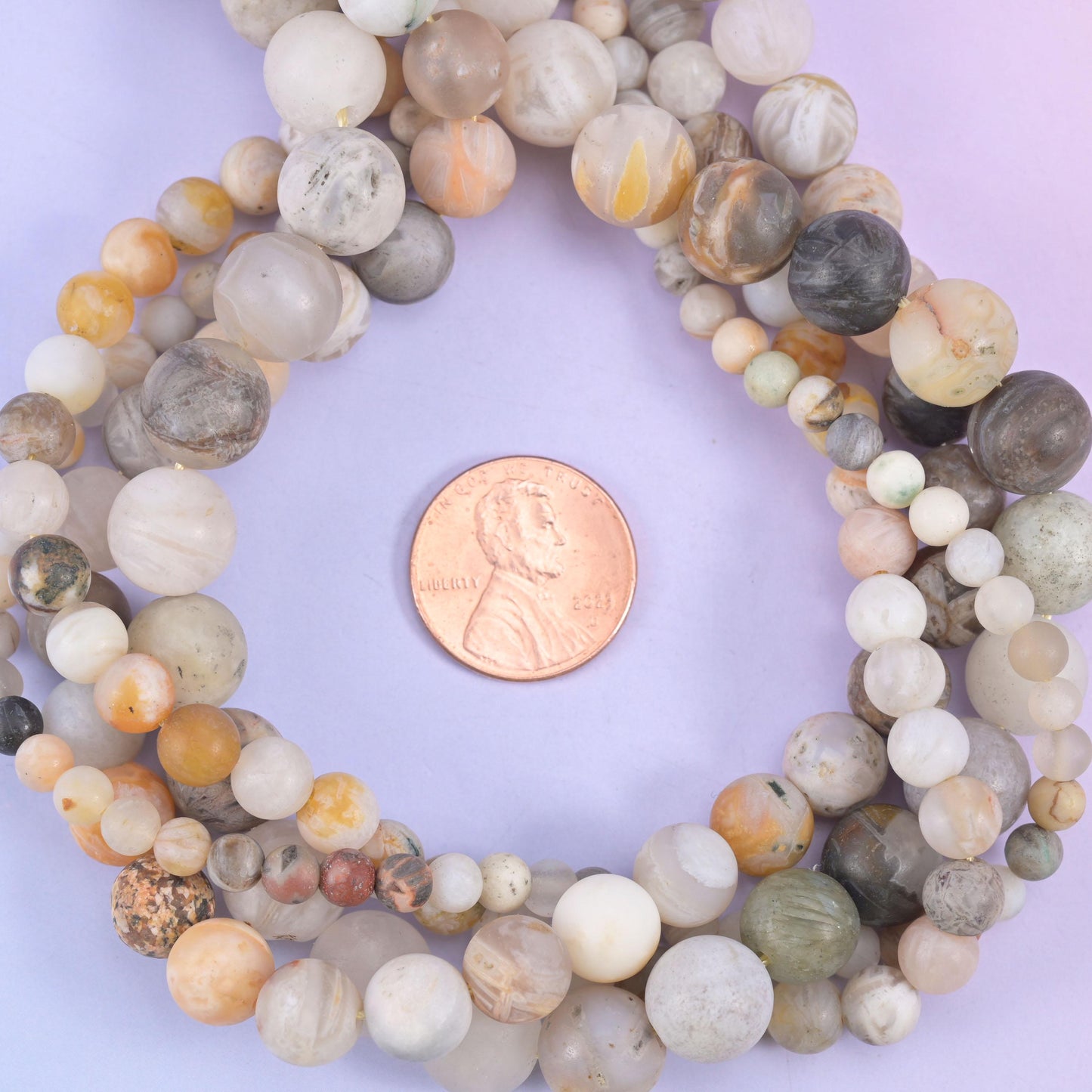 Bamboo Agate Matte Round Beads: Jewelry Making, 15 Inch Strand