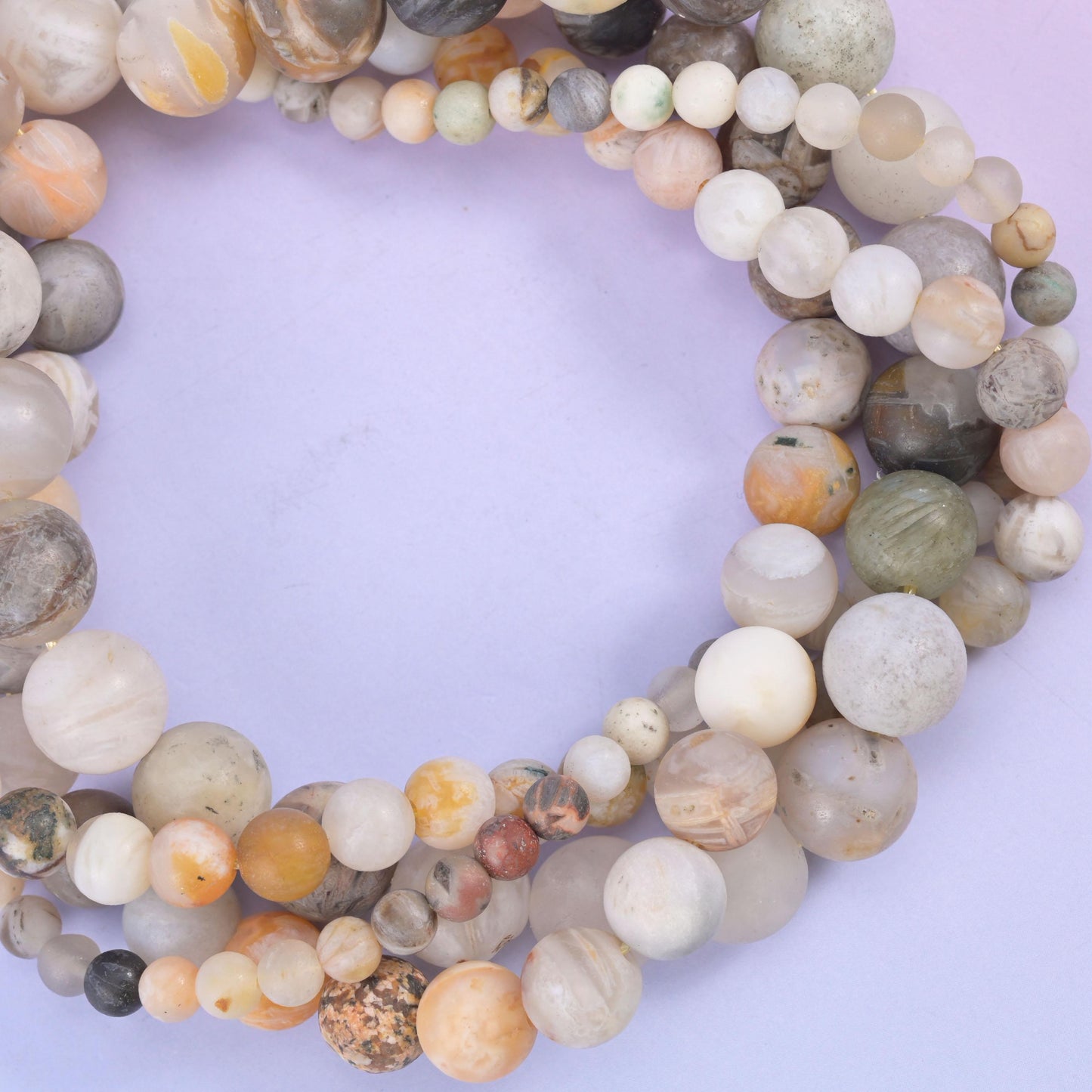Bamboo Agate Matte Round Beads: Jewelry Making, 15 Inch Strand