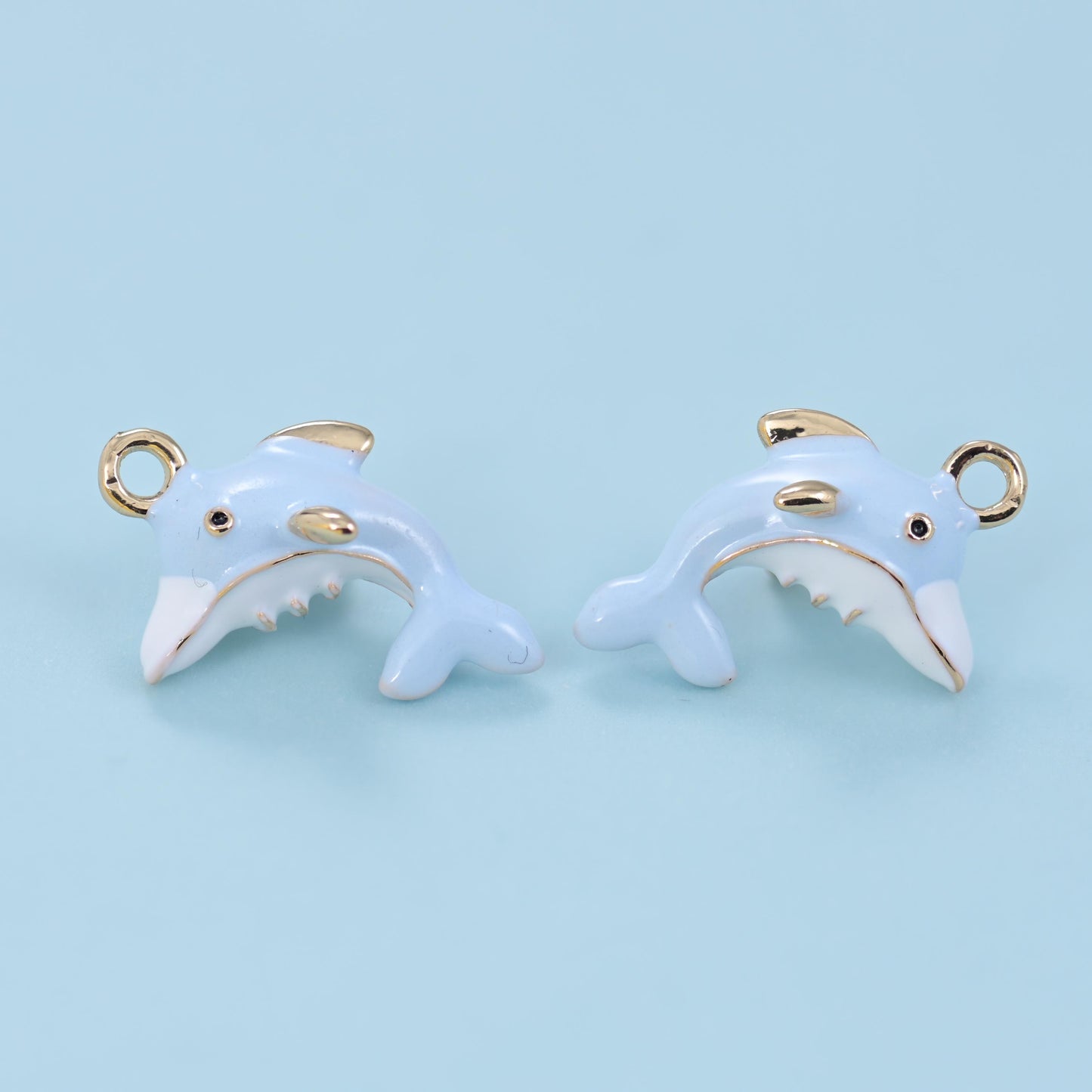 Enamel Dolphin Charms: 18K Gold Filled, DIY Jewelry Making Supply