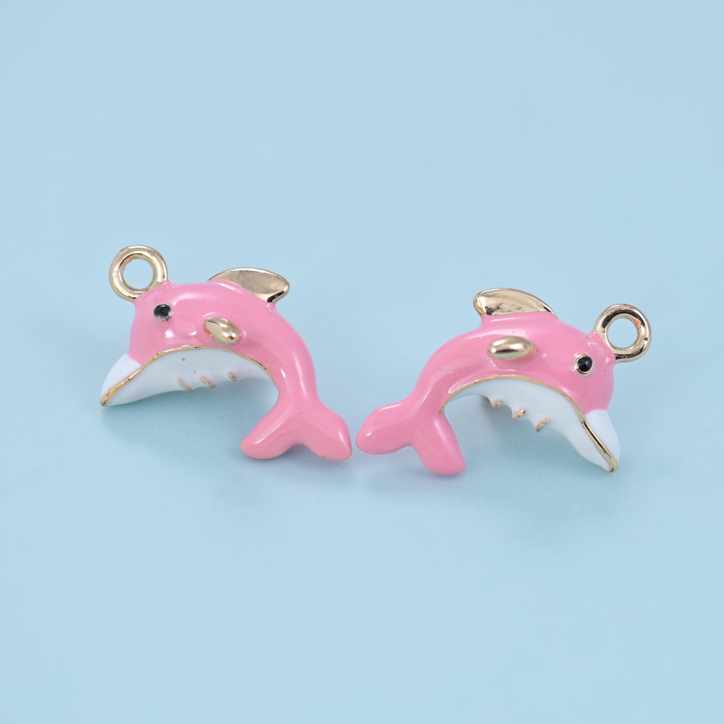 Enamel Dolphin Charms: 18K Gold Filled, DIY Jewelry Making Supply