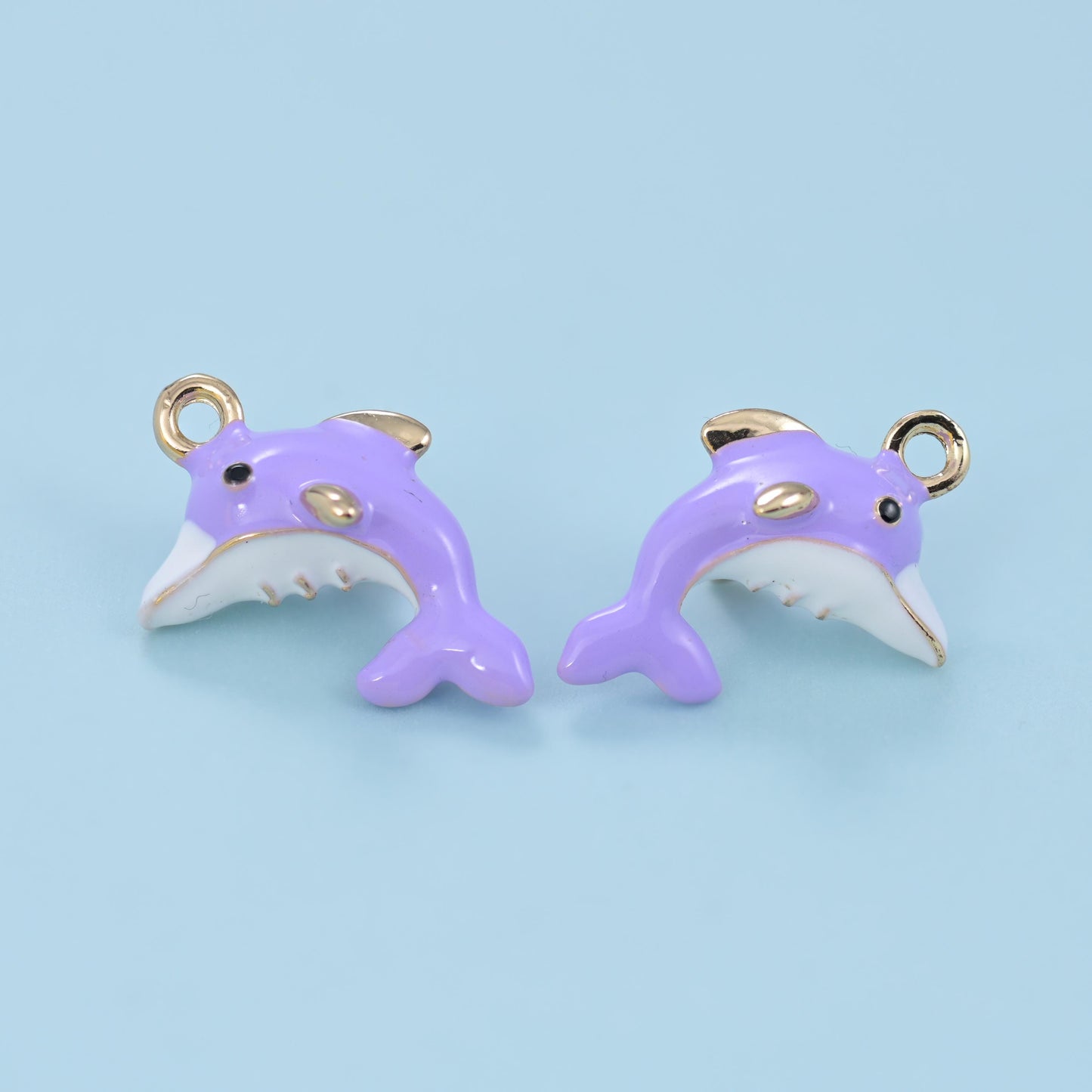 Enamel Dolphin Charms: 18K Gold Filled, DIY Jewelry Making Supply