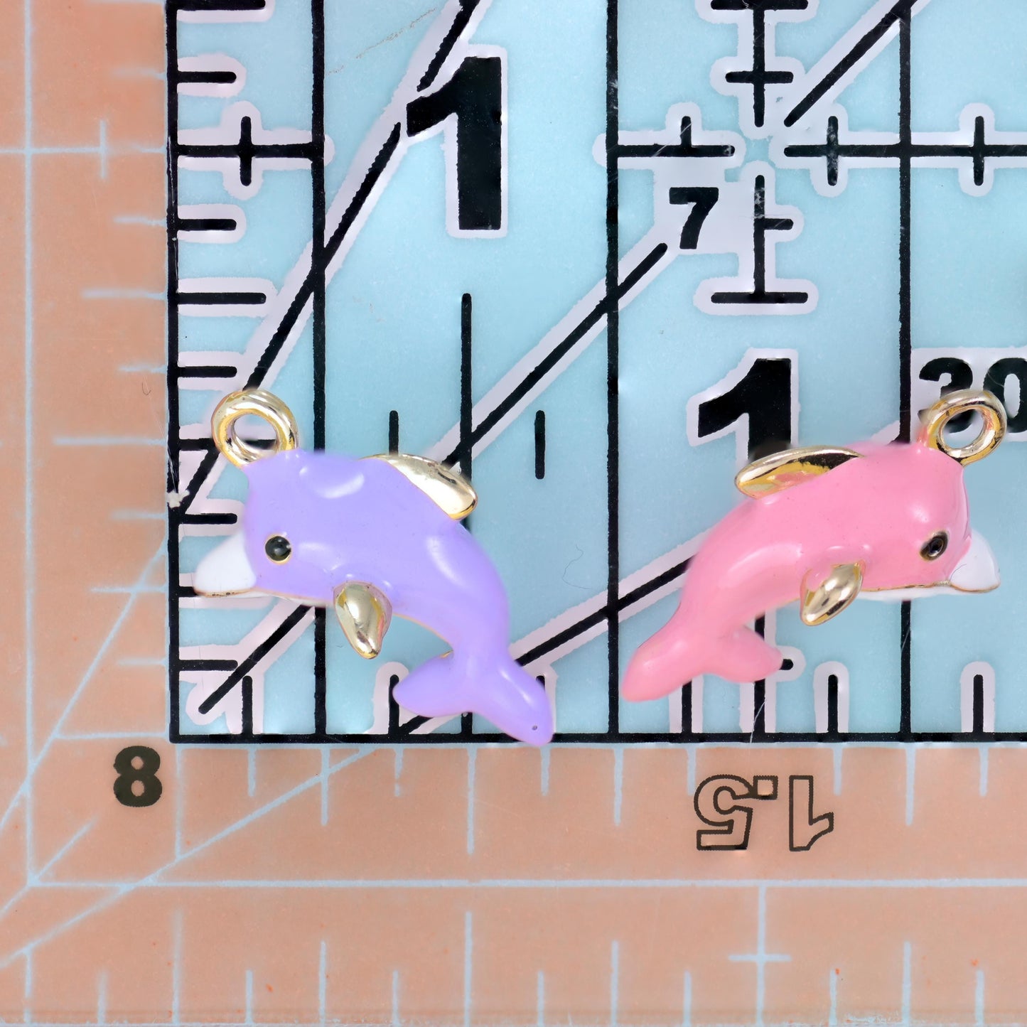 Enamel Dolphin Charms: 18K Gold Filled, DIY Jewelry Making Supply