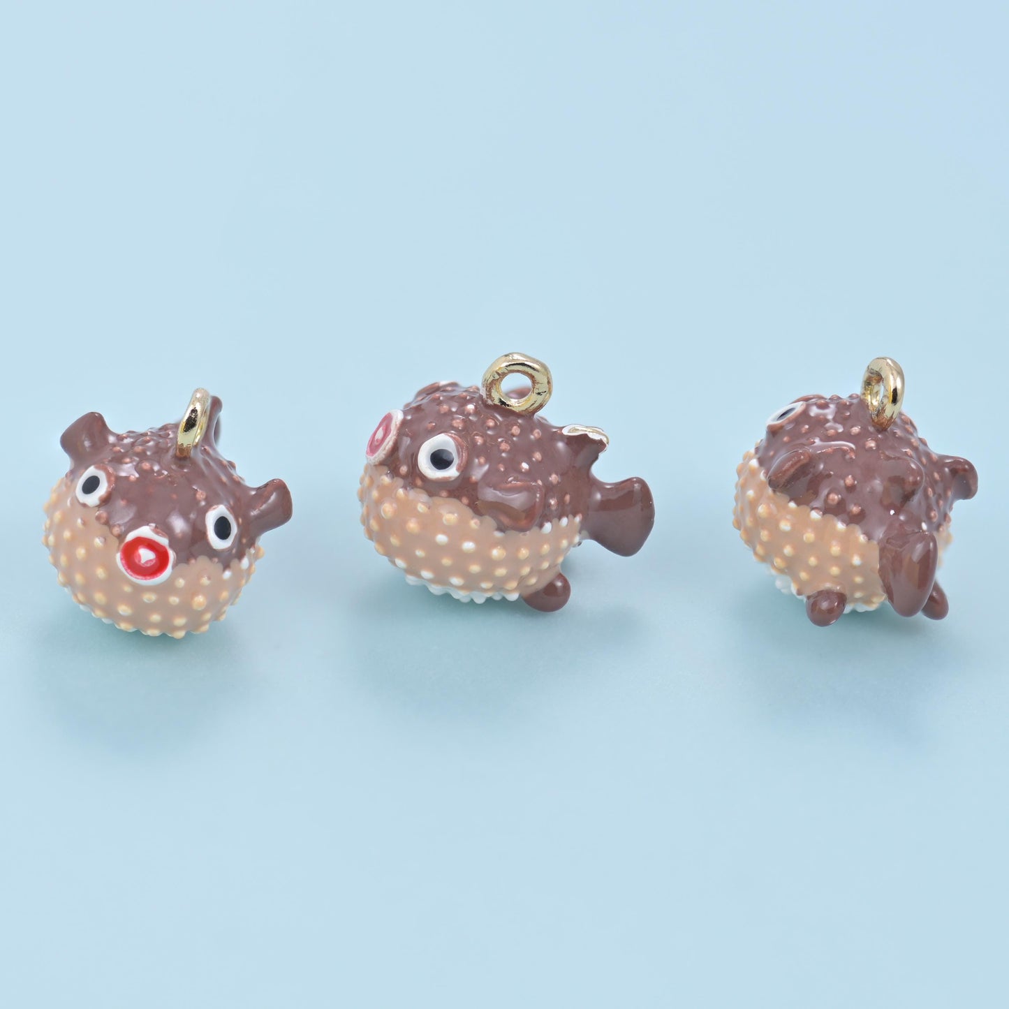 Enamel Blowfish Charms: 18K Gold Filled, DIY Jewelry Making Supply