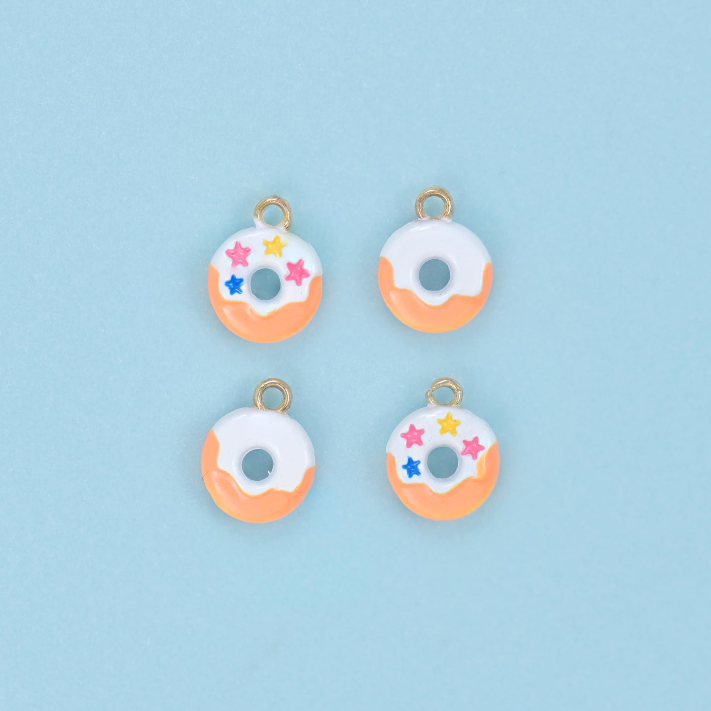 Enamel Star Sprinkle Donut Charms: 18K Gold Filled, DIY Jewelry Making Supply
