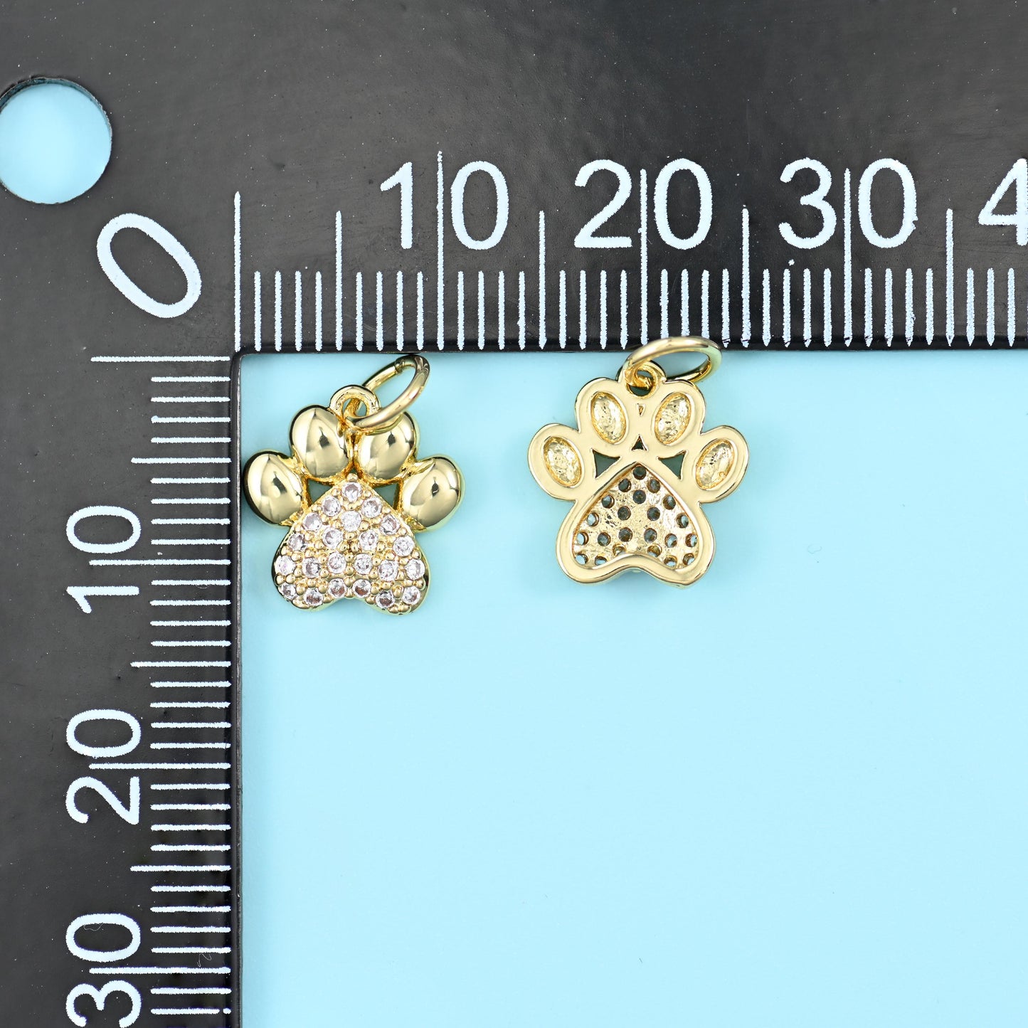 18K Gold Filled Zircon Dog Paw Charms for DIY Jewelry Making Supply