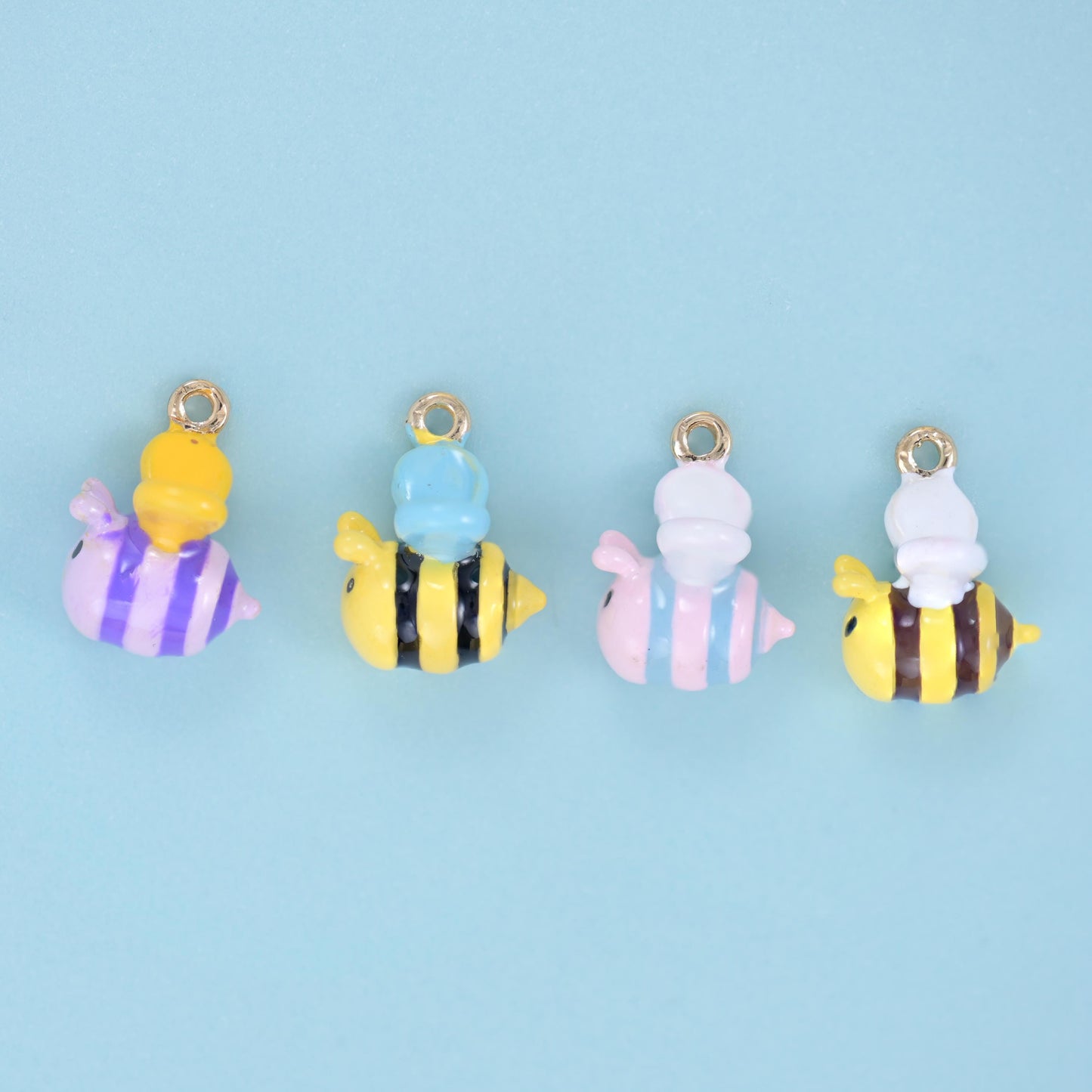 Enamel Bumble Bee Charms: 18K Gold Filled, DIY Jewelry Making Supply