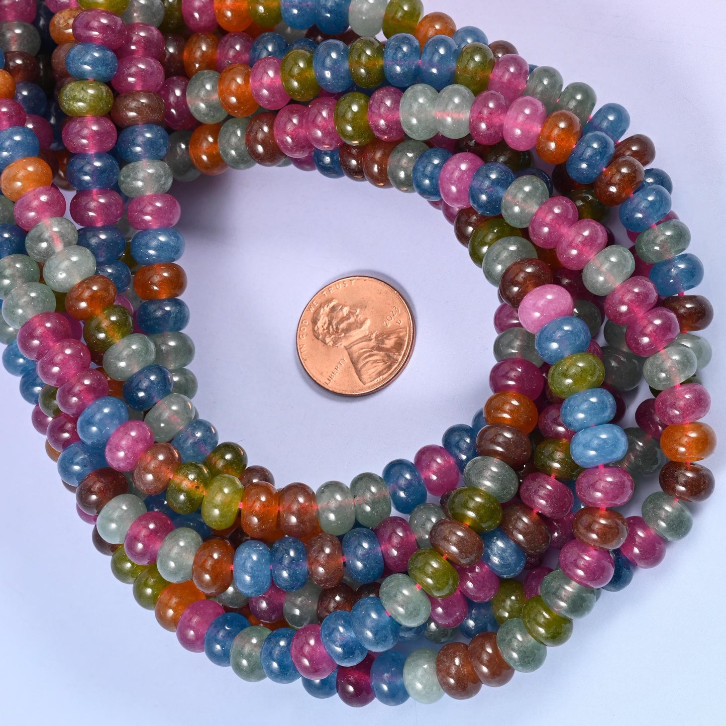 Multi-Color Dyed Jade Smooth Rondelle Beads Jewelry Making Size 5x8mm 15 inch Strand
